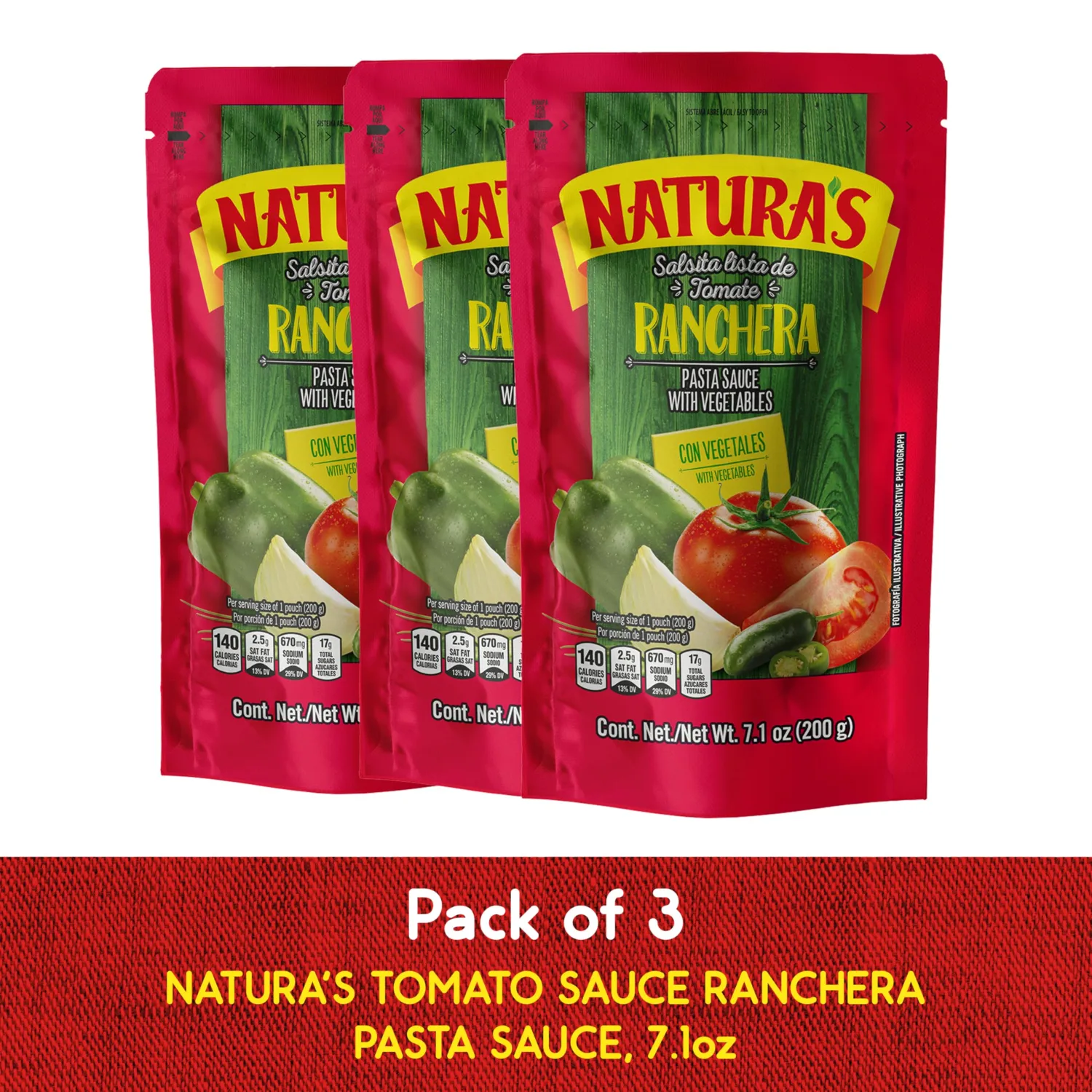 Natura's Salsa Ranchera, 7.1oz. Pouch (Pack of 3)