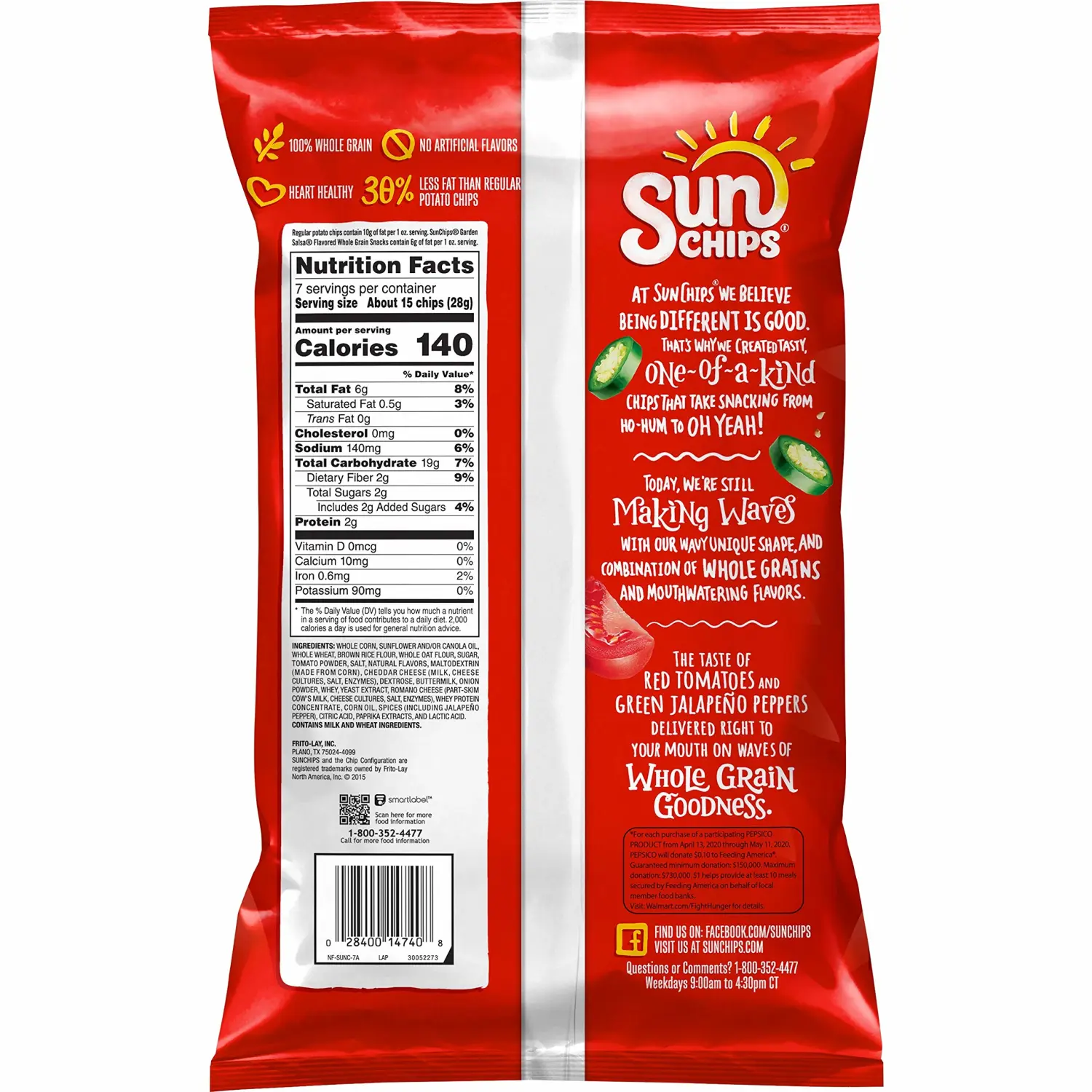 SunChips Garden Salsa Flavored Multigrain Snacks, 7 Ounce