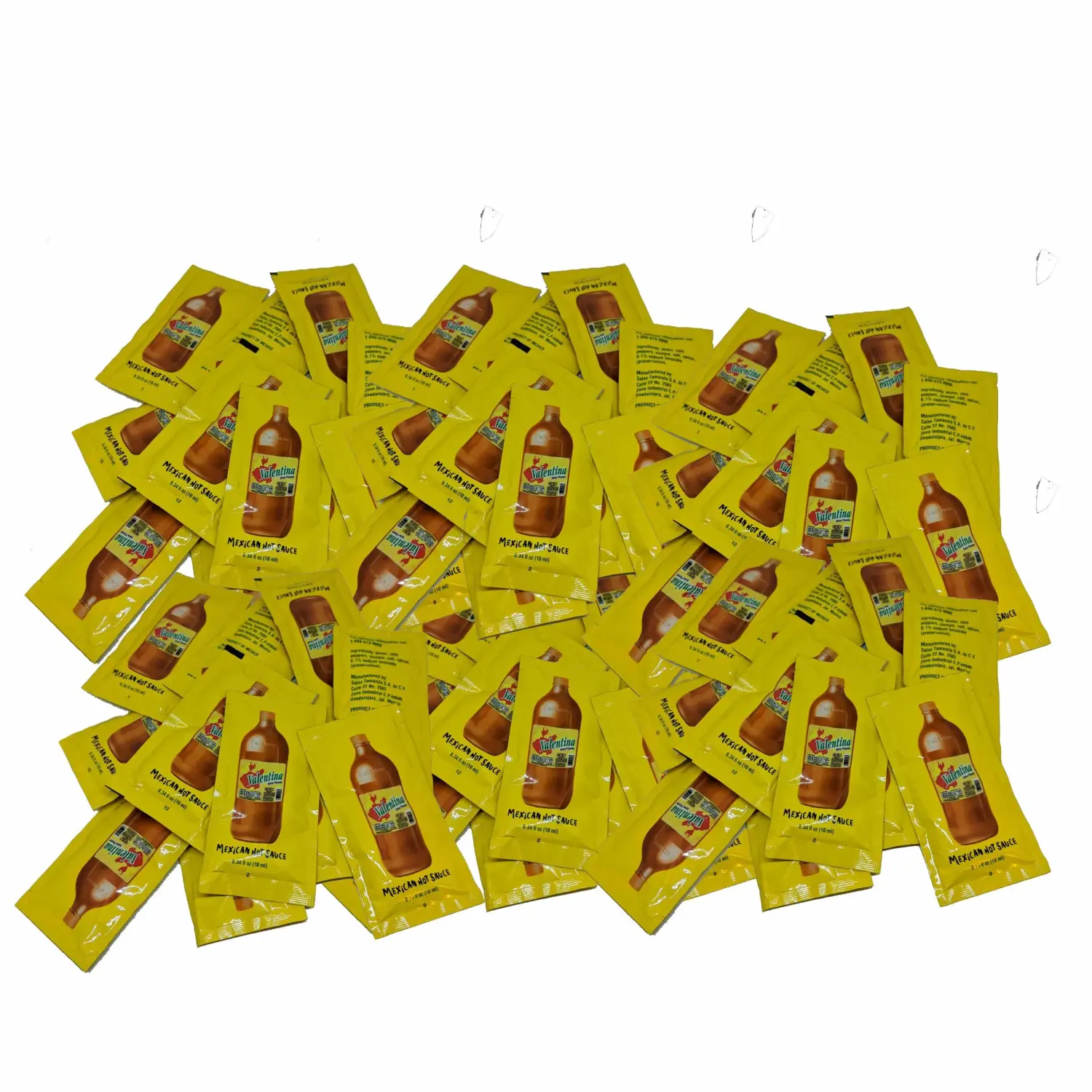 "Valentina Mexican Hot Sauce Picante Salsa Made From Chili Peppers Perfect For Chips Fast Foods Lunch Snacks or More 50 Packets of 0.3 Oz. (8 grams) "