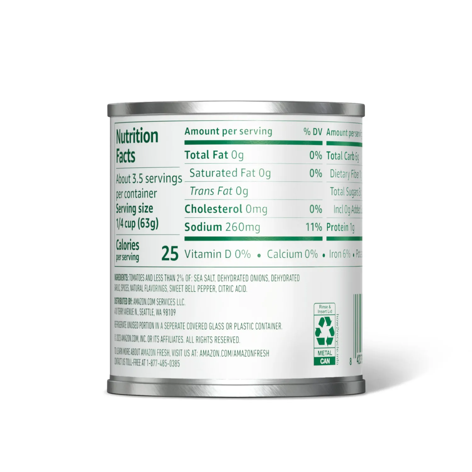 Amazon Fresh, Tomato Sauce, 8 Oz (Previously Happy Belly, Packaging May Vary)