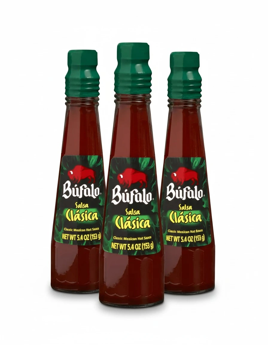 Bufalo Salsa Clasica Mexican Hot Sauce 5.4 oz (Pack of 3)