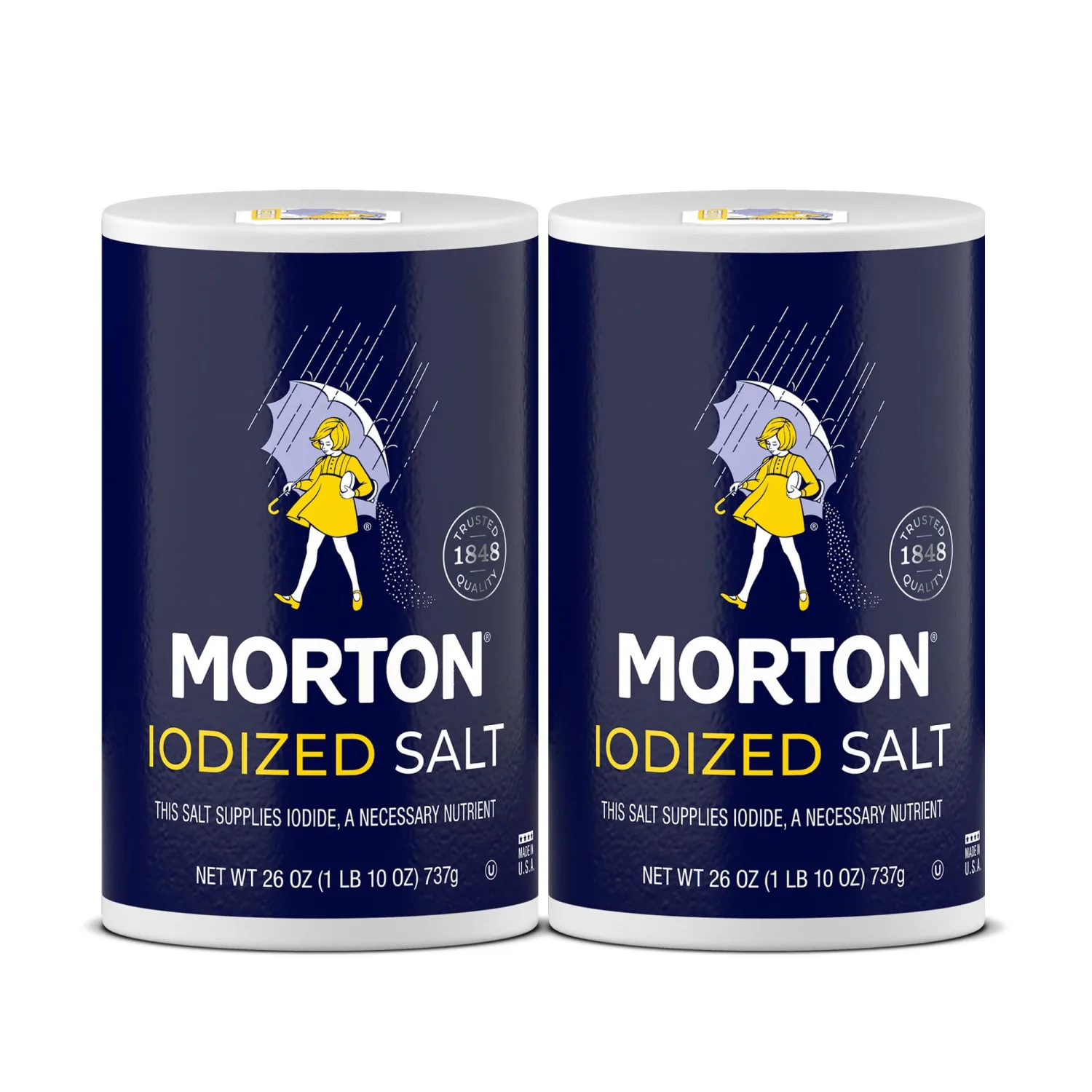 Morton Iodized Salt, All-Purpose, Ideal for Cooking & Table Use, (26 oz), 2-Pack