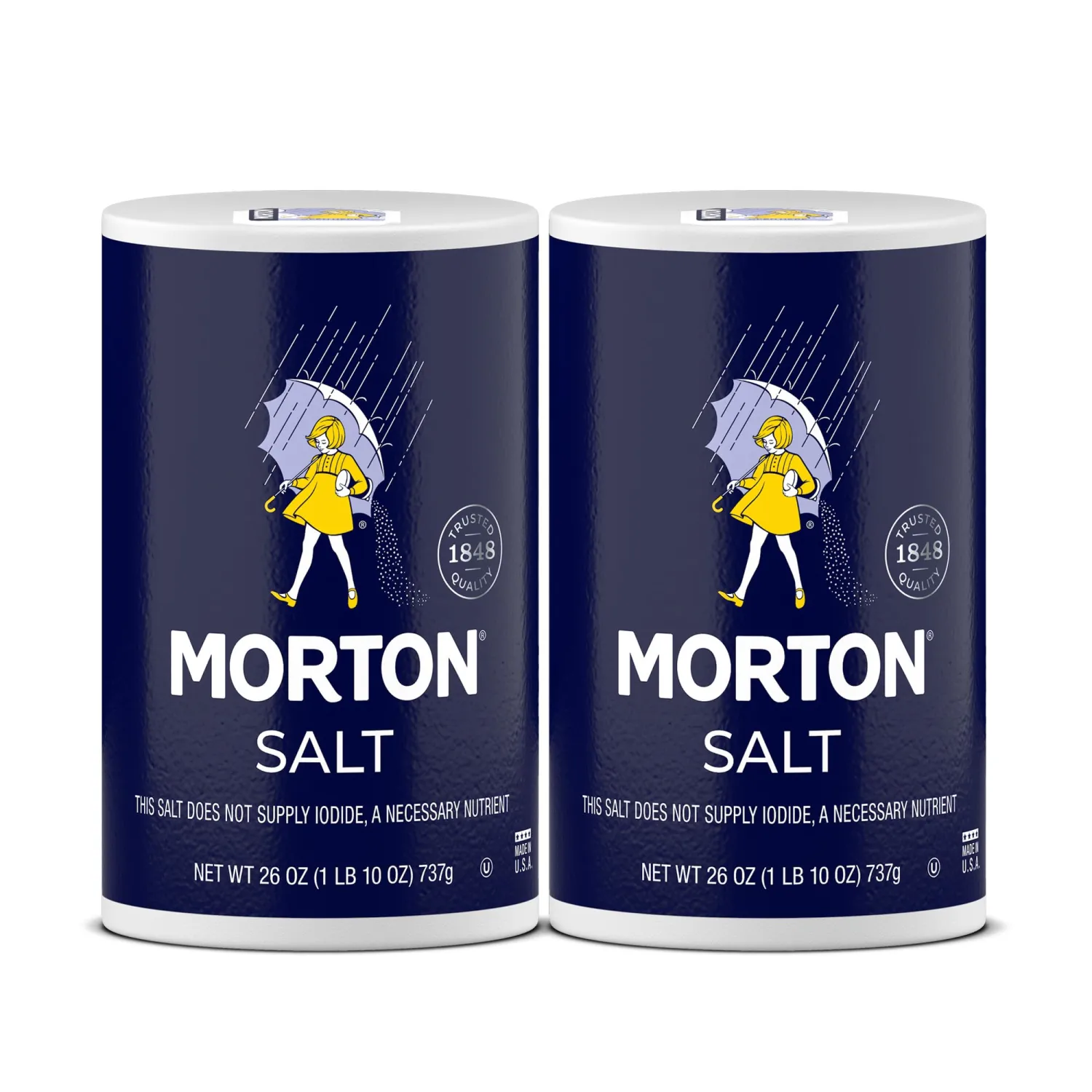 Morton Plain Salt, All-Purpose, Non-Iodized Salt, Ideal for Cooking & Table Use, (26 oz), 2-Pack