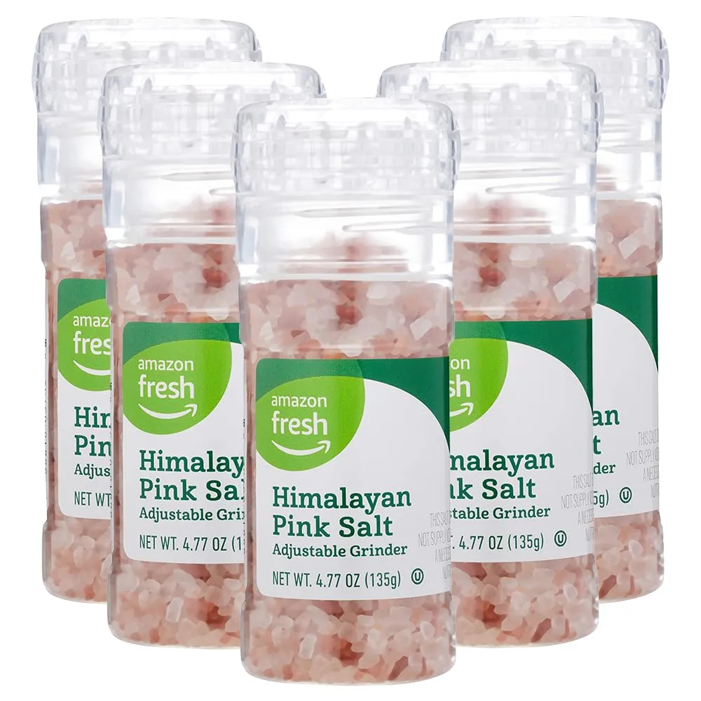 Amazon Fresh, Pink Himalayan Salt Grinder, 4.77 Oz (Pack of 5)