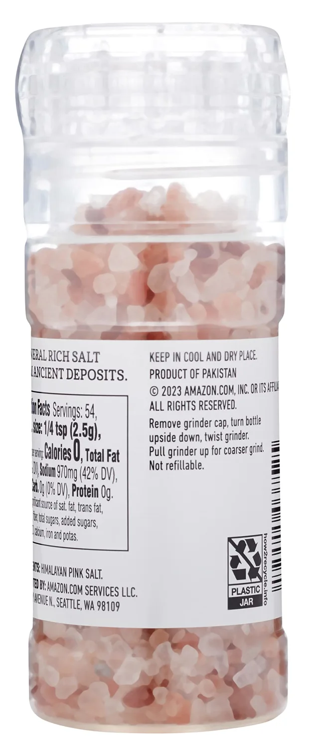Amazon Fresh, Pink Himalayan Salt Grinder, 4.77 Oz (Pack of 5)