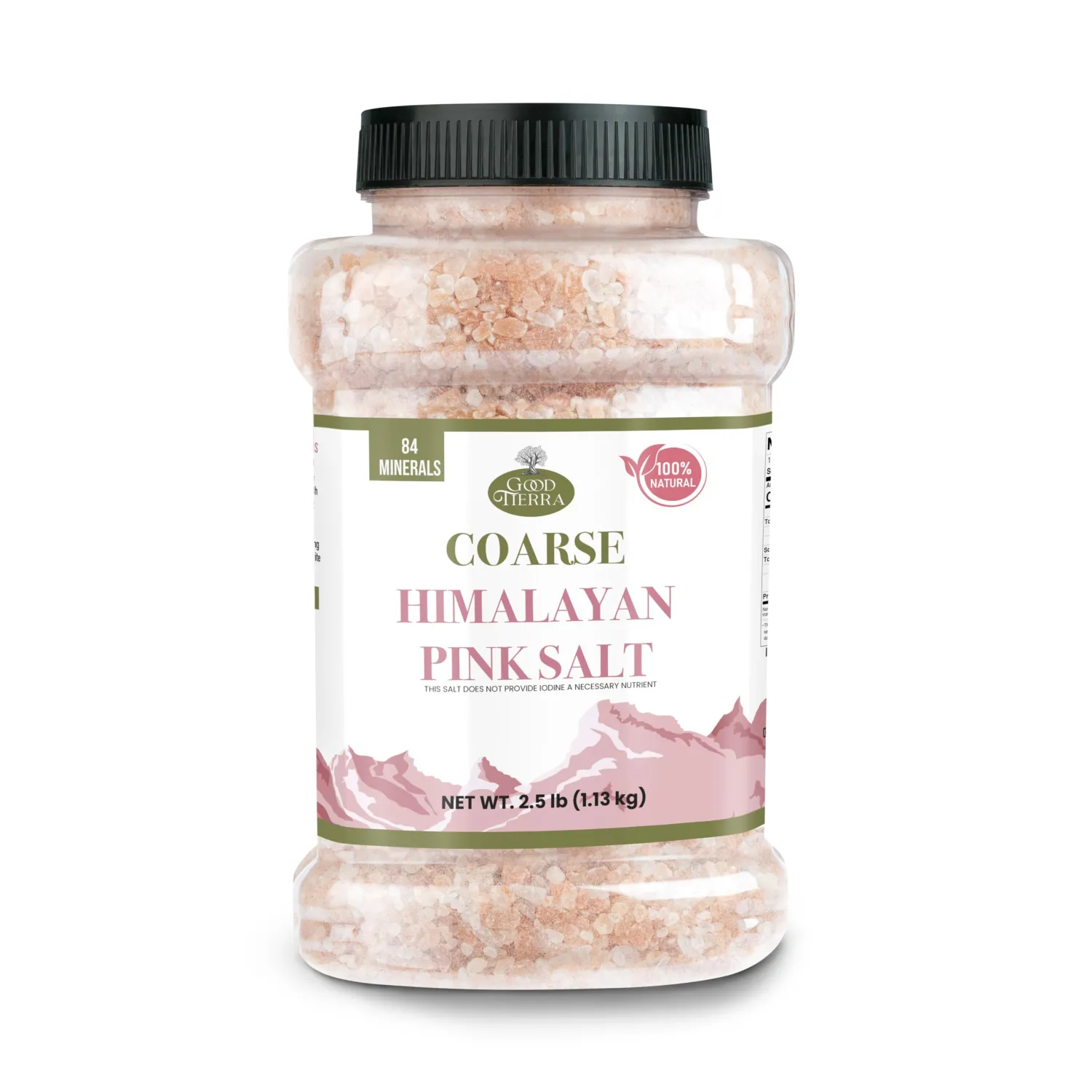 Good Tierra Himalayan Pink Salt in Jar - Coarse, 2.5 lb - Ideal for Bath Salt, Table Salt Grinders, and Spice Jars
