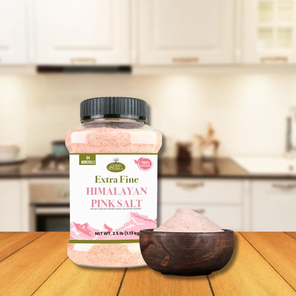 Good Tierra Himalayan Pink Salt in Jar - Extra-Fine Grain - 2.5 lb.