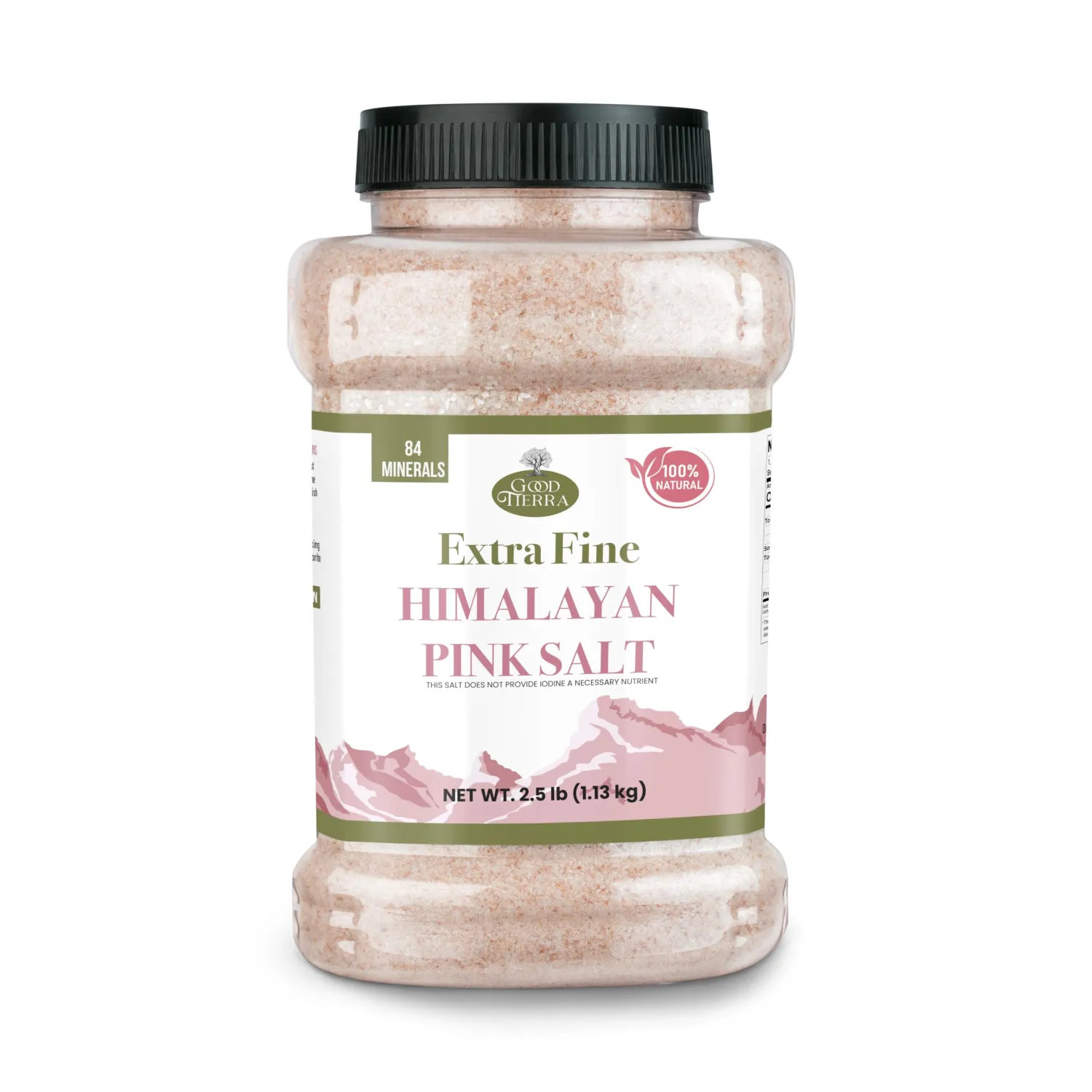 Good Tierra Himalayan Pink Salt in Jar - Extra-Fine Grain - 2.5 lb.