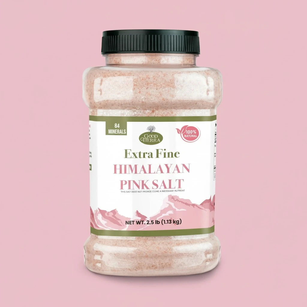 Good Tierra Himalayan Pink Salt in Jar - Extra-Fine Grain - 2.5 lb.