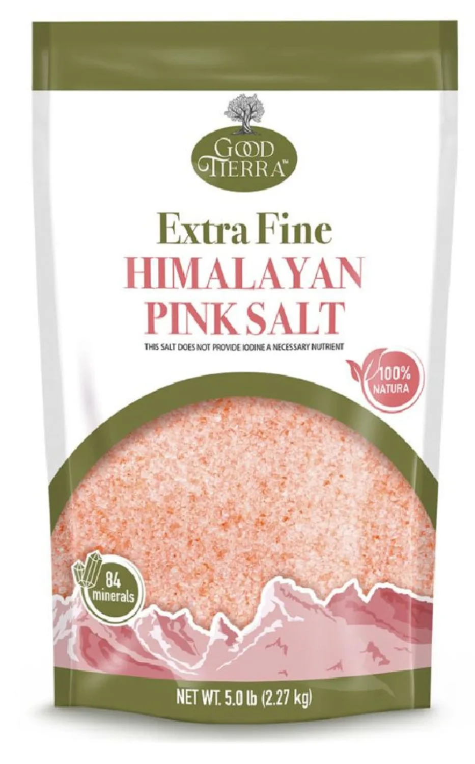 Good Tierra Himalayan Pink Salt in PET Bag - Extra-Fine Grain - 5 lb.