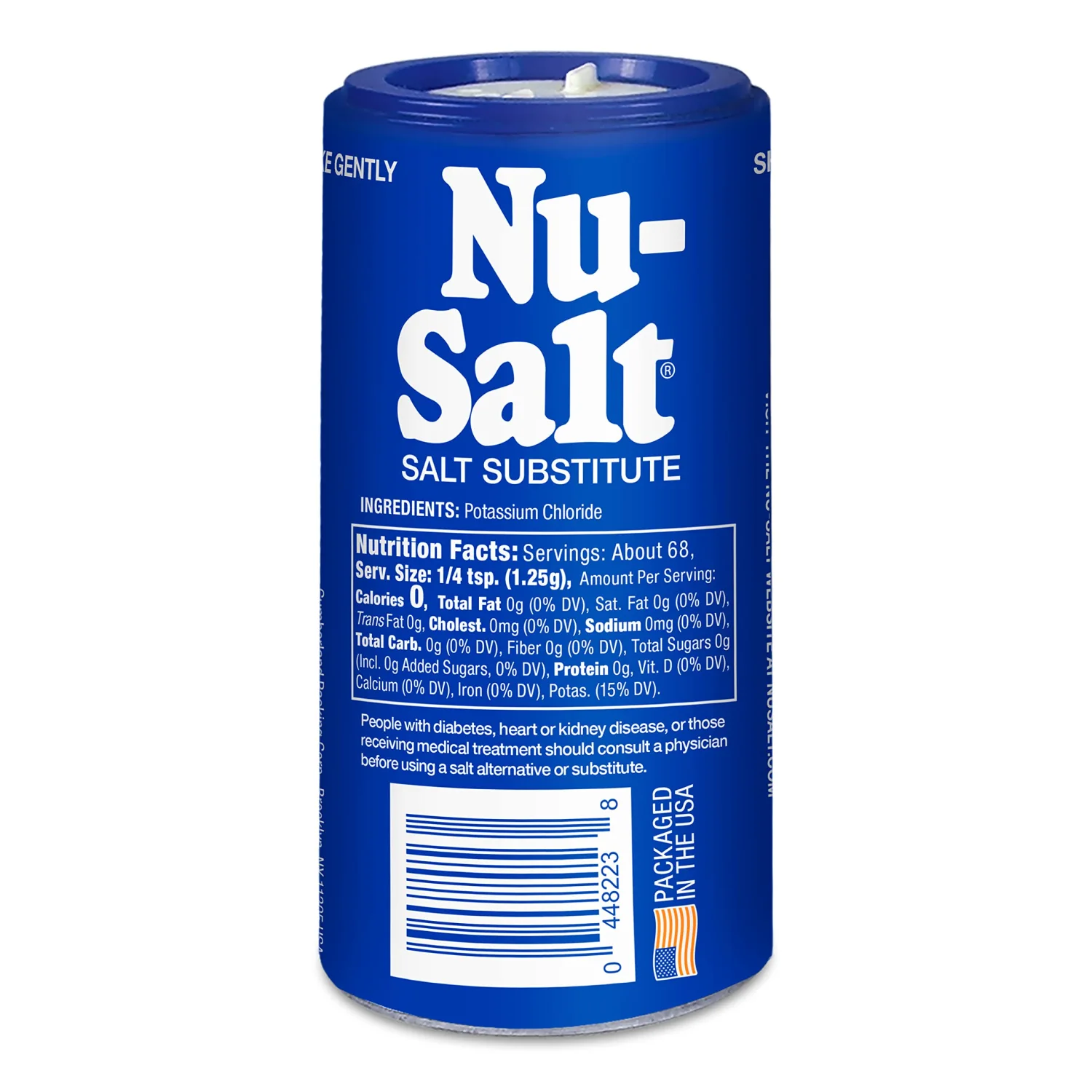 Nu-Salt Sodium-Free Salt Substitute, Contains Potassium Chloride, Table Salt Alternative, Vegan, Good for Chips, Pretzels, French Fries, Popcorn Seasoning, 3oz Shaker Bottle (Pack of 2)