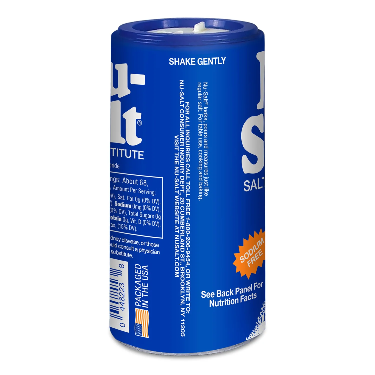 Nu-Salt Sodium-Free Salt Substitute, Contains Potassium Chloride, Table Salt Alternative, Vegan, Good for Chips, Pretzels, French Fries, Popcorn Seasoning, 3oz Shaker Bottle (Pack of 2)
