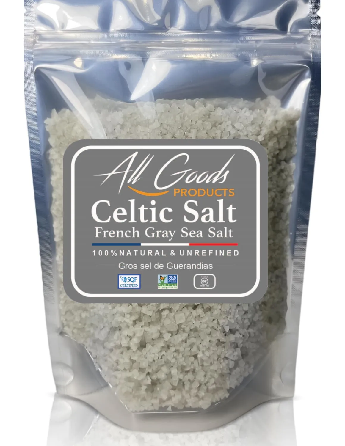 All Goods Organic Celtic Salt – Coarse 5 oz, 82 Minerals, French Gray, Hand-Harvested, Les Guérandais, Unrefined.