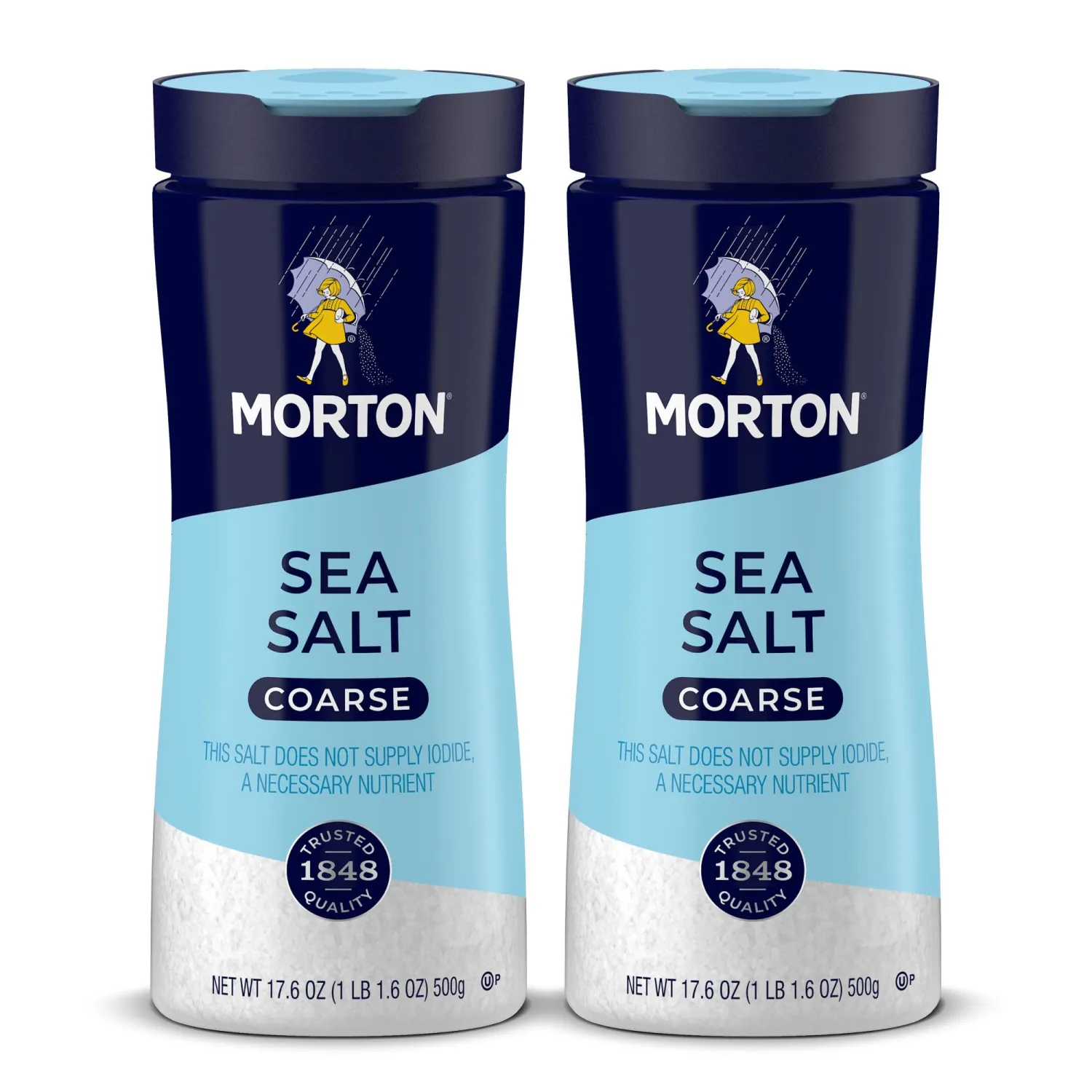 Morton Sea Salt, Coarse, All-Natural, Ideal for Cooking & Finishing, (17.6 oz), 2-Pack