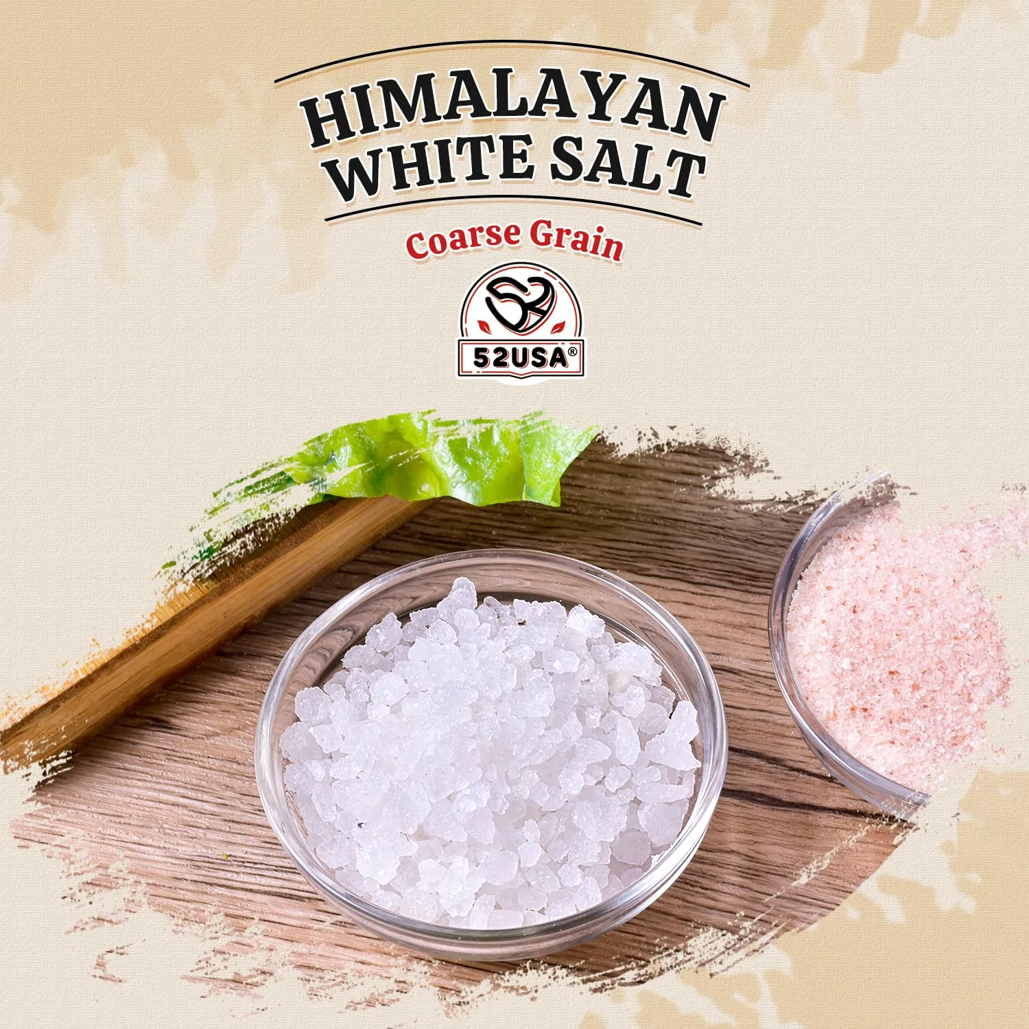 52USA Himalayan White Salt, Coarse Salt 16 oz (1 Pound), Salt for Grinder Refill, Non-GMO, All Natural Sea Salt, Kosher Salt (Pack of 1)