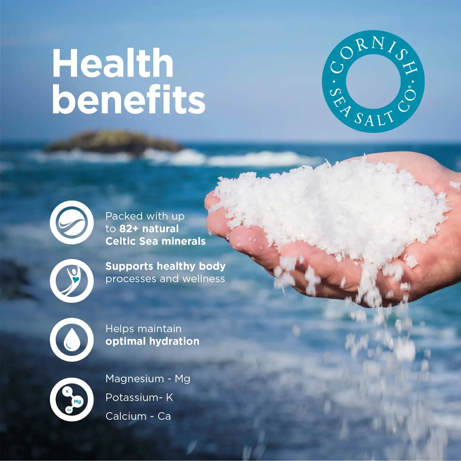 Cornish Sea Salt Mineral Crystals | Cooking & Hydration | Hand-Harvested in Celtic Waters | 7.9 oz Resealable Tub (Pack of 2)