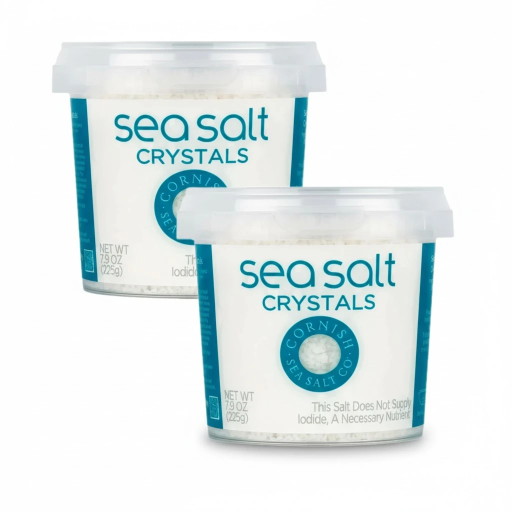 Cornish Sea Salt Mineral Crystals | Cooking & Hydration | Hand-Harvested in Celtic Waters | 7.9 oz Resealable Tub (Pack of 2)