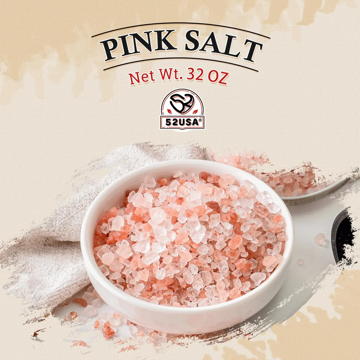 52USA Himalayan Pink Salt Coarse, Pink Himalayan Sea Salt, Coarse Grain 2 lb, Himalayan Salt, Pink Salt, Rock Salt for Grinder Refill, No Artificial Colors, No Additives, No Gluten, Kosher Certified