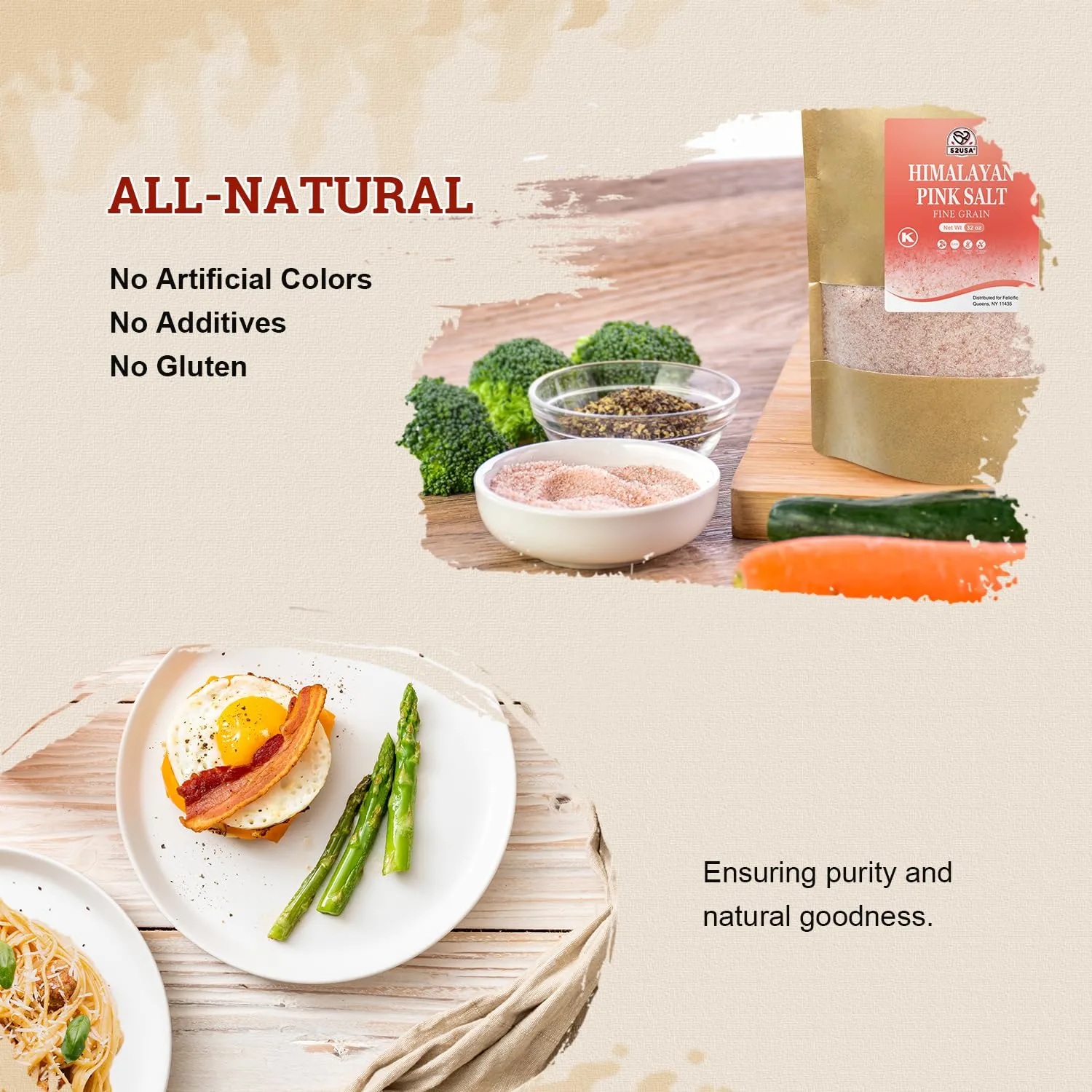 52USA Himalayan Pink Salt Fine, Pink Himalayan Sea Salt, Fine Grain 2 lb, Himalayan Salt, Pink Salt, No Artificial Colors, No Additives, No Gluten, Rock Salt for Grinder Refill, Kosher Salt