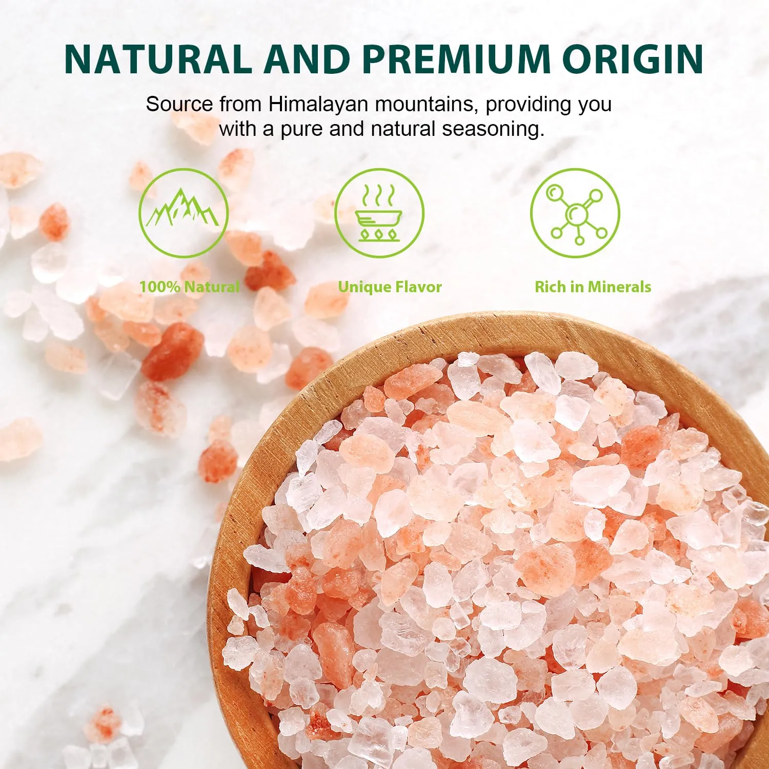 Soeos Himalayan Pink Salt, Coarse Grain, 16 oz (1 Pound), Pink Himalayan Sea Salt, Non-GMO, Kosher Salt, Sea Salt for Grinder Refill