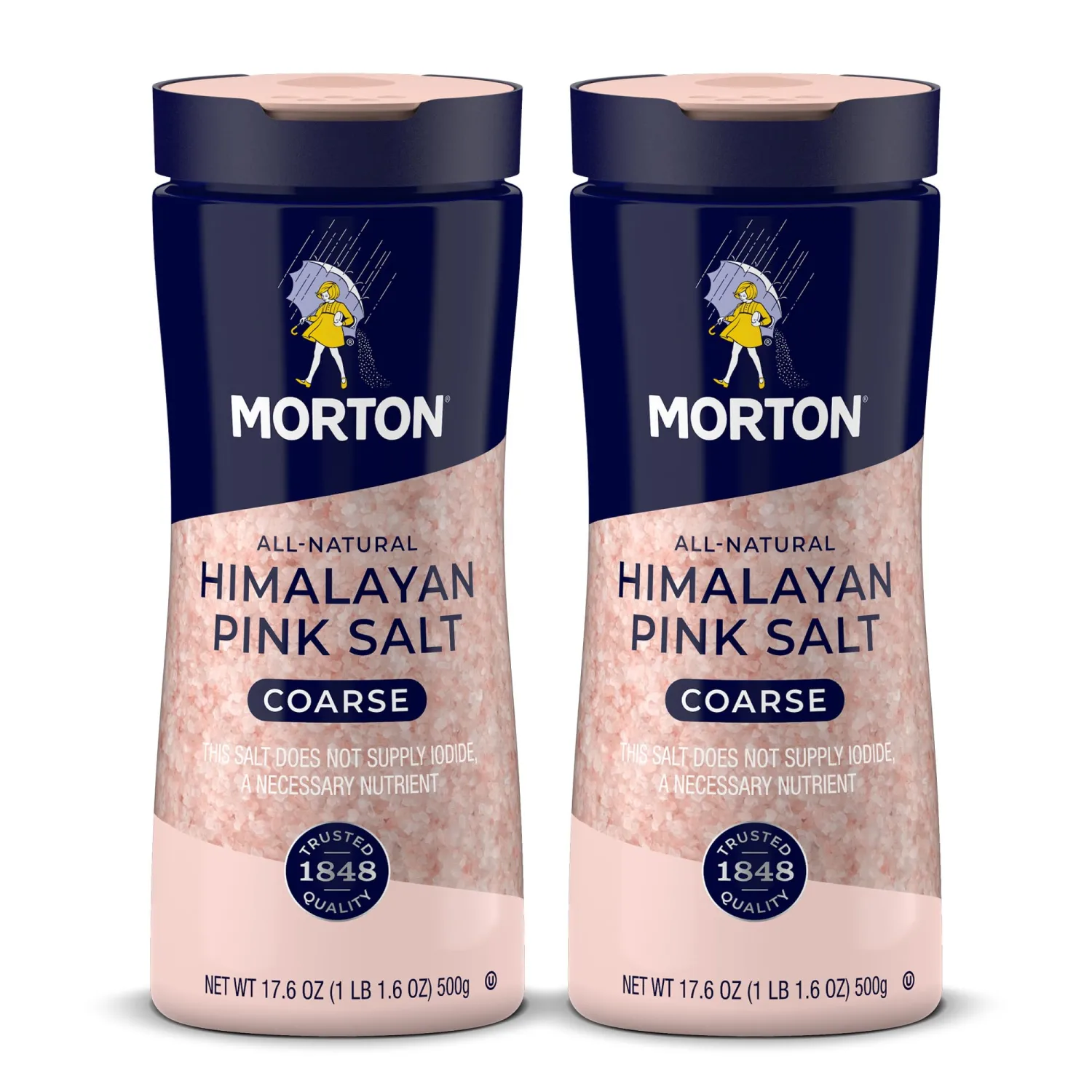 Morton All-Natural Himalayan Pink Salt, Coarse, (17.6 oz), Ideal for Cooking & Finishing, 2-Pack