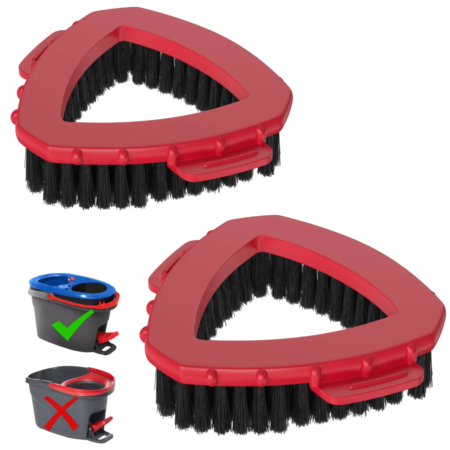 2 Pack Scrubber Mop Head Scrub Brush Head for O-Cedar RinseClean 2 Tank System, Scrub Brush Attachment for Ocedar Spin Mop Scrubber Head Stiff Triangle Mop Head for Floor Shower Cleaning Accessories