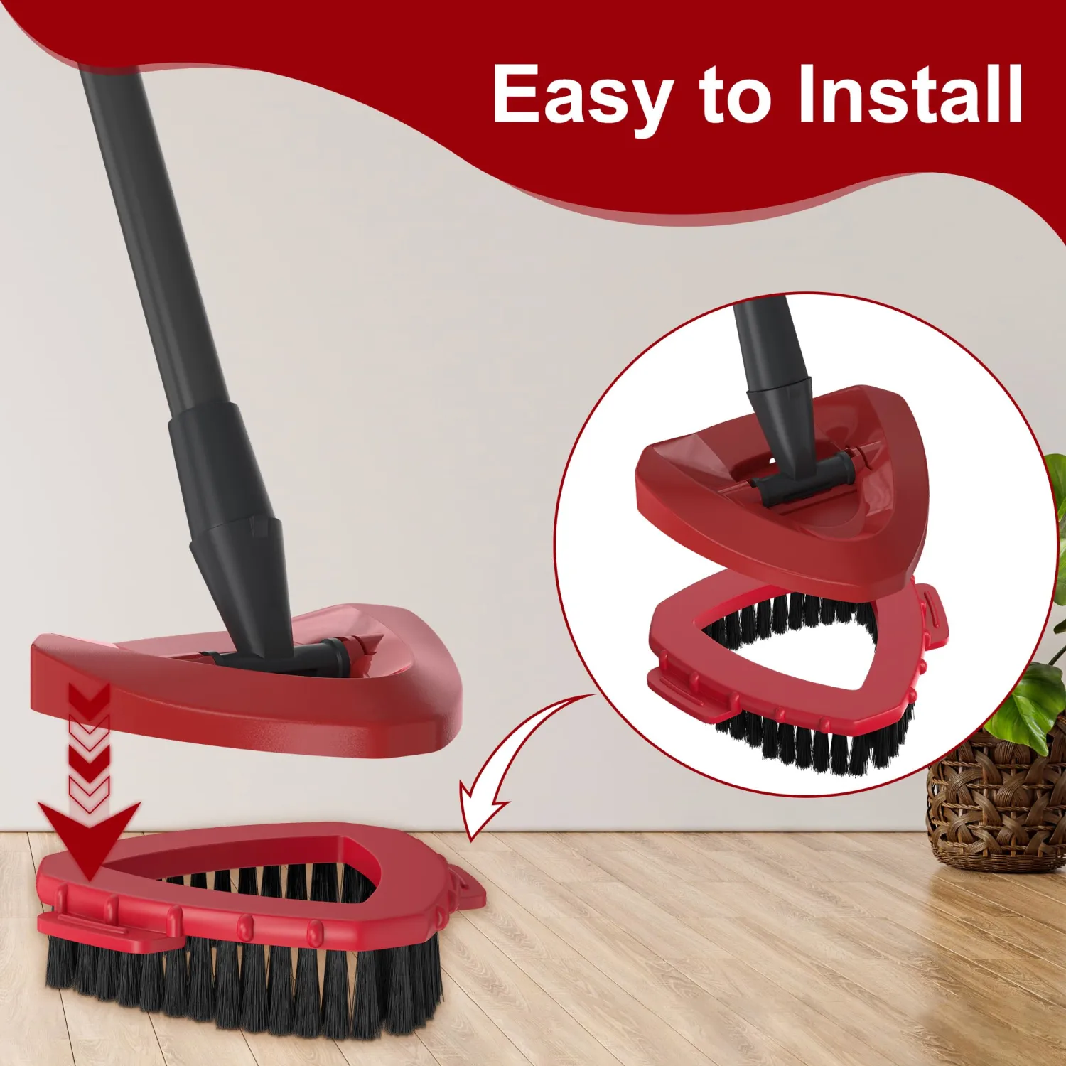 2 Pack Scrubber Mop Head Scrub Brush Head for O-Cedar RinseClean 2 Tank System, Scrub Brush Attachment for Ocedar Spin Mop Scrubber Head Stiff Triangle Mop Head for Floor Shower Cleaning Accessories