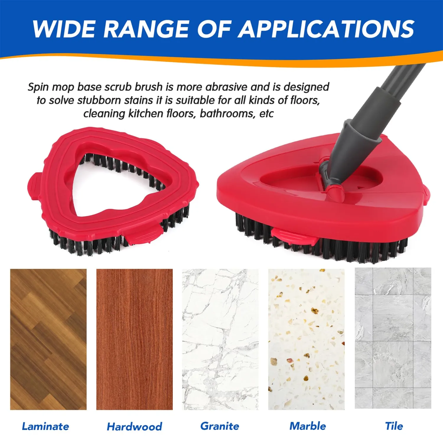 Spin Mop Scrub Brush Head for O Ceda EasyWring 1-Tank System – Hard Bristle Brush Scrub Attachment for oceda Scrubber mop Head for Bathroom, Kitchen, Pool, Glass, and Tile Walls - 1 Pack