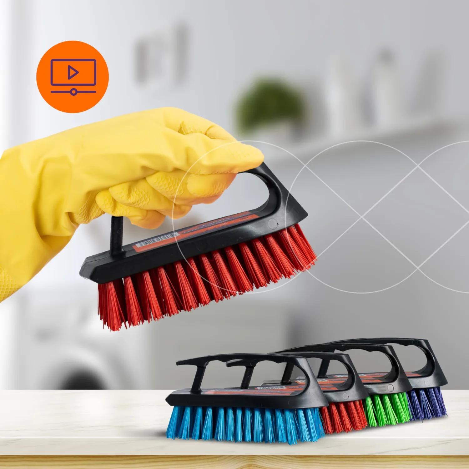 ETERNA Multipurpose Scrub Brush, Heavy Duty All Purpose Scrub Brush for Cleaning Bathroom, Shower, Decks, Floor, Tile, Grout and Concrete (1 Unit Included)