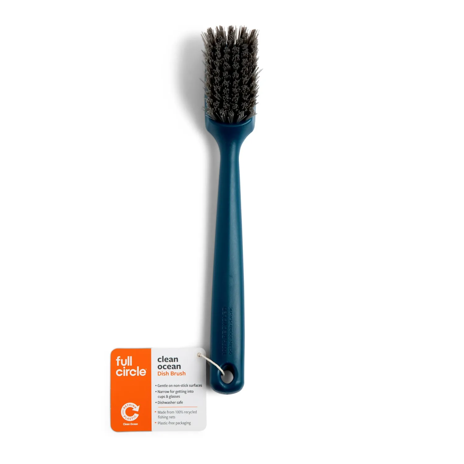 Full Circle Clean Ocean Dish Brush, Ergonomic Grip, Non-Stick Safe, Durable Design. Made Out of 100% Recycled Fishing Nets. Dishwasher Safe