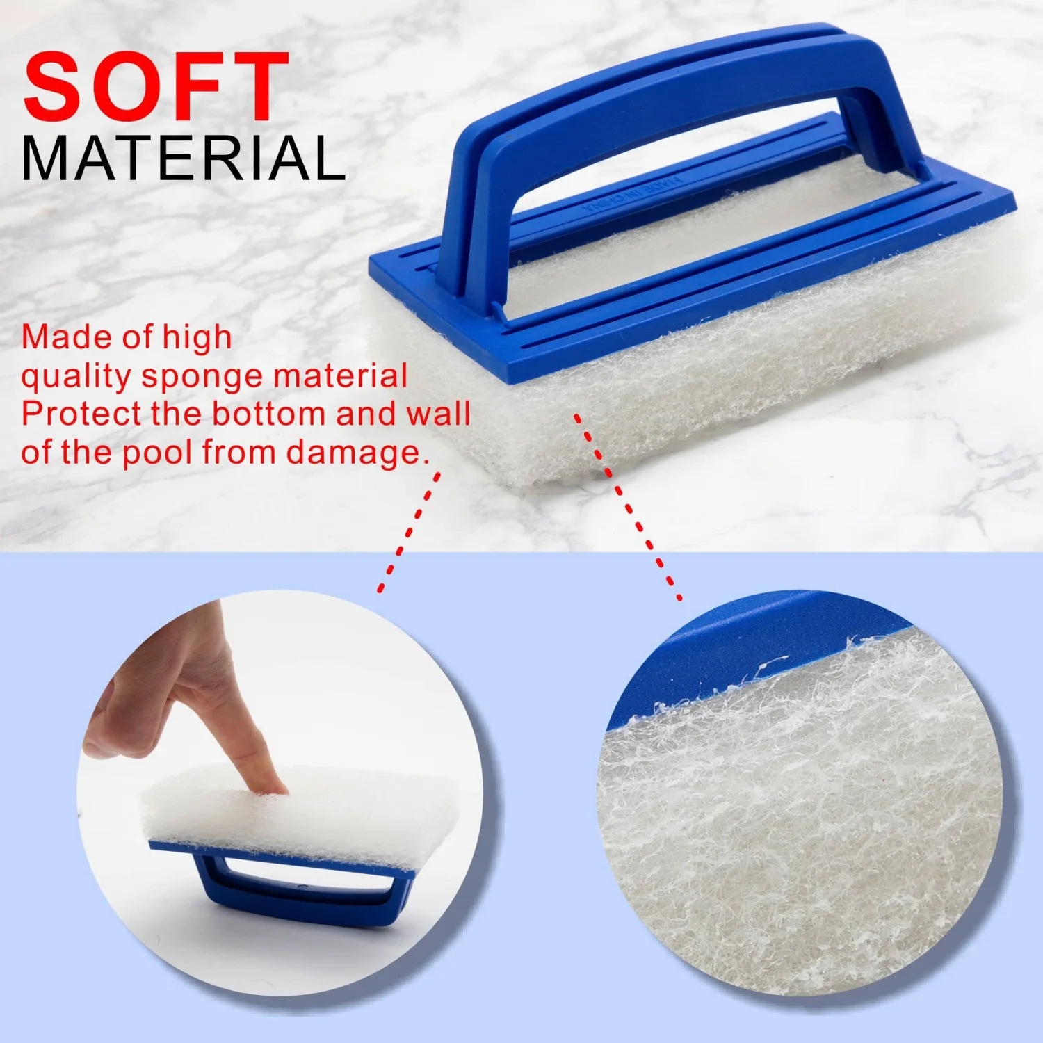 Hand-Held Sponge Swimming Pool Brush,Hand-Held Bath Scrubber,Heavy Duty Scrub Sponges,Sponge Brush,Tile Scrub Brush for Cleaning Pool Walls & Tile of Cleaning.