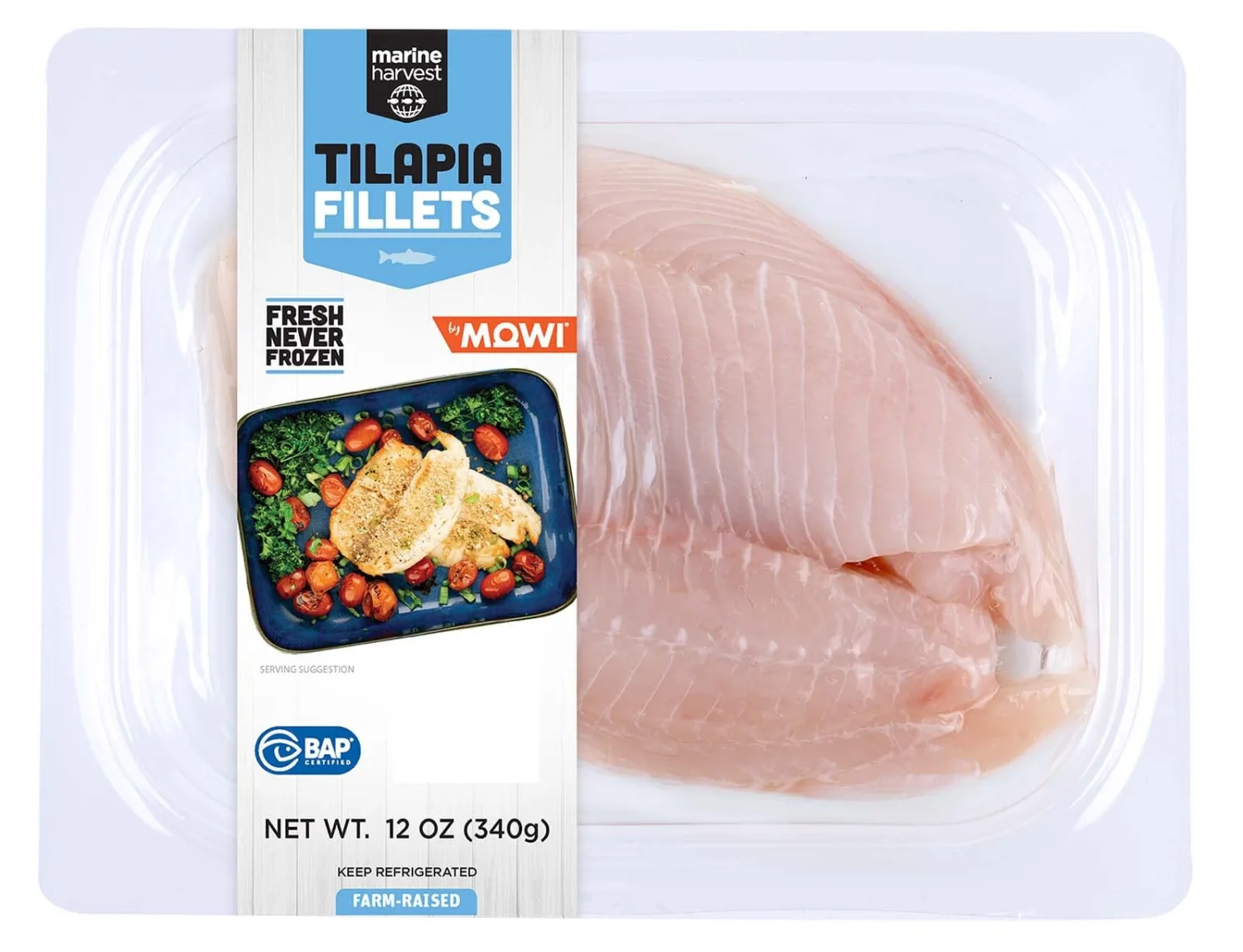 Fresh Tilapia Fillets, Farm-Raised, 12 oz