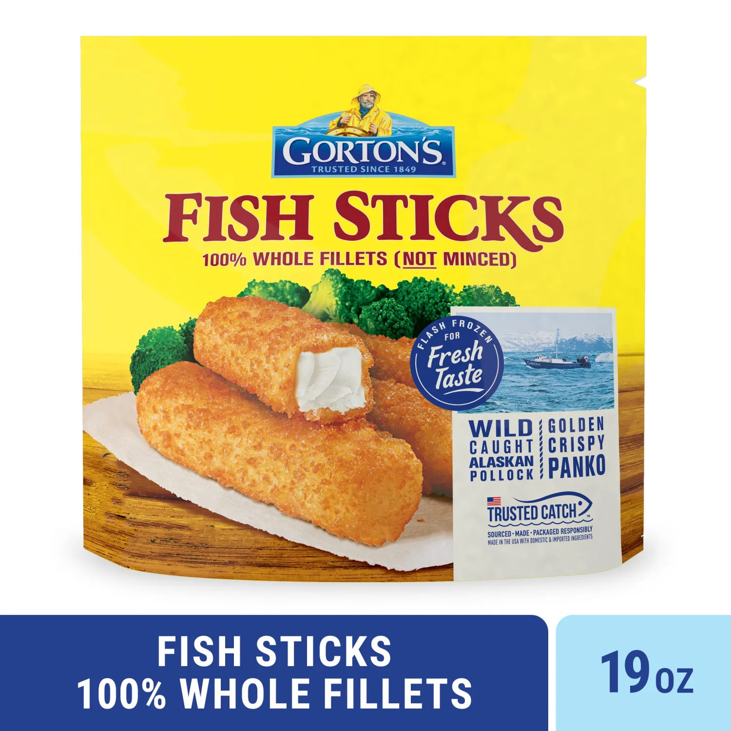 Gorton's, Crunchy Breaded Fish Sticks, 19 oz (Frozen)