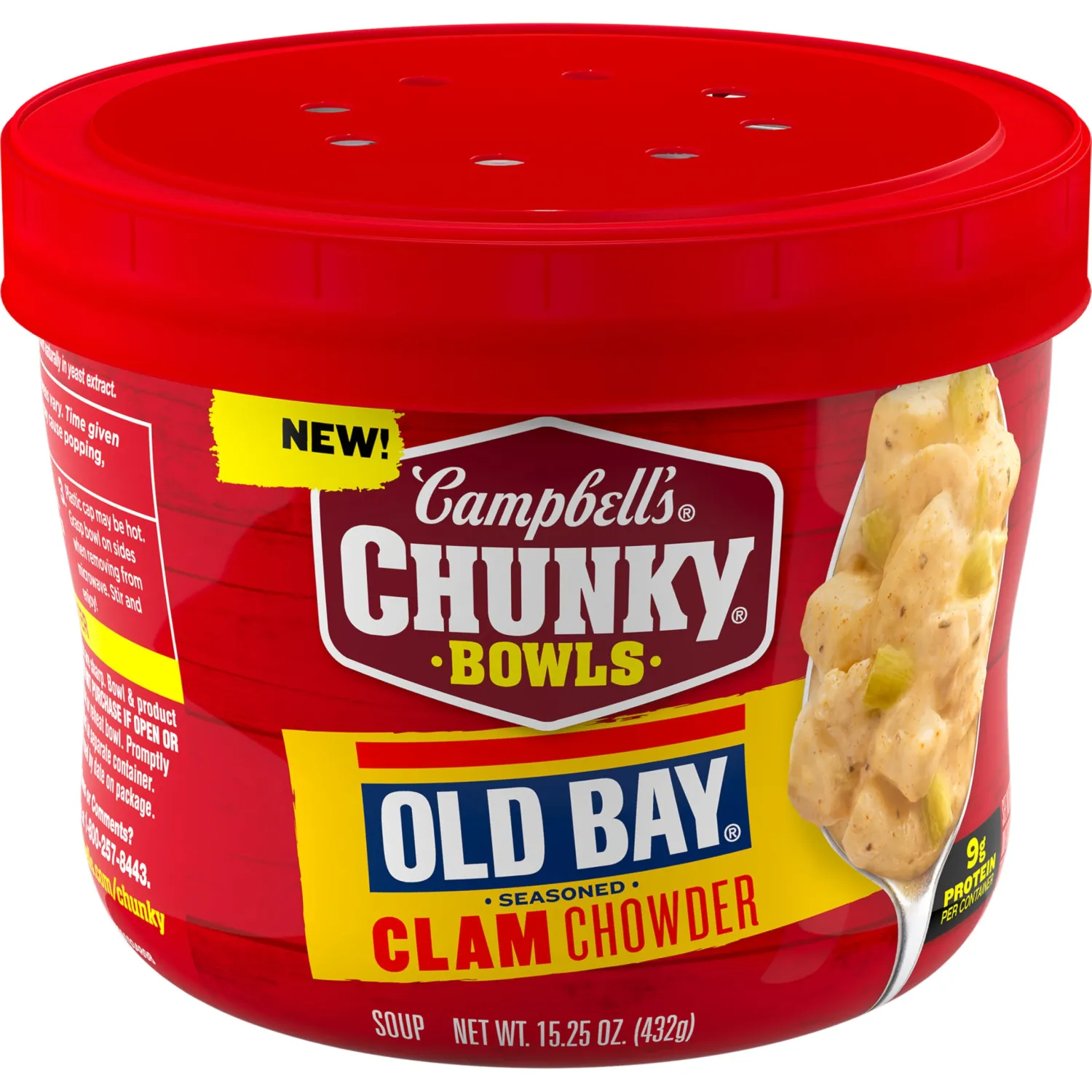 Campbell’s Chunky Soup, OLD BAY Seasoned Clam Chowder, 15.25 oz Microwavable Bowl