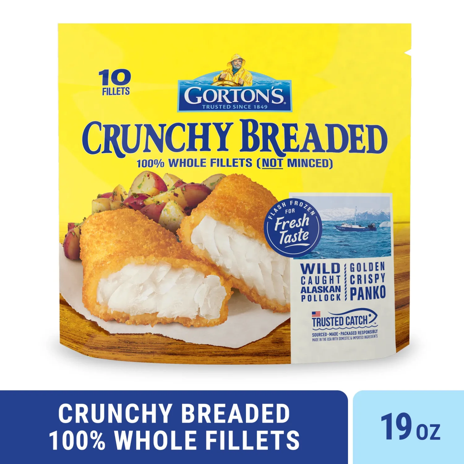 Gorton's, Crunchy Breaded Fish Fillets, 19 oz (Frozen)