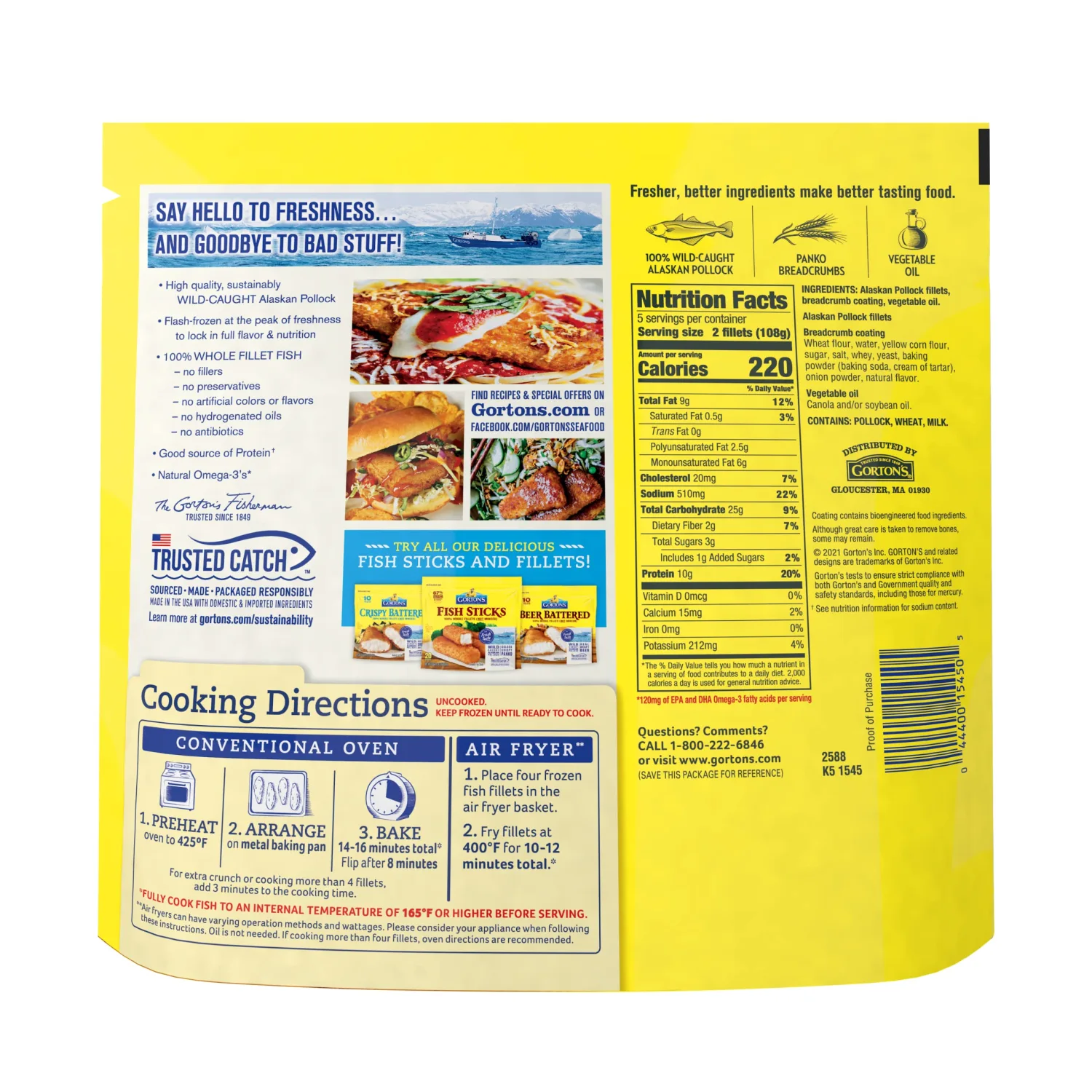 Gorton's, Crunchy Breaded Fish Fillets, 19 oz (Frozen)