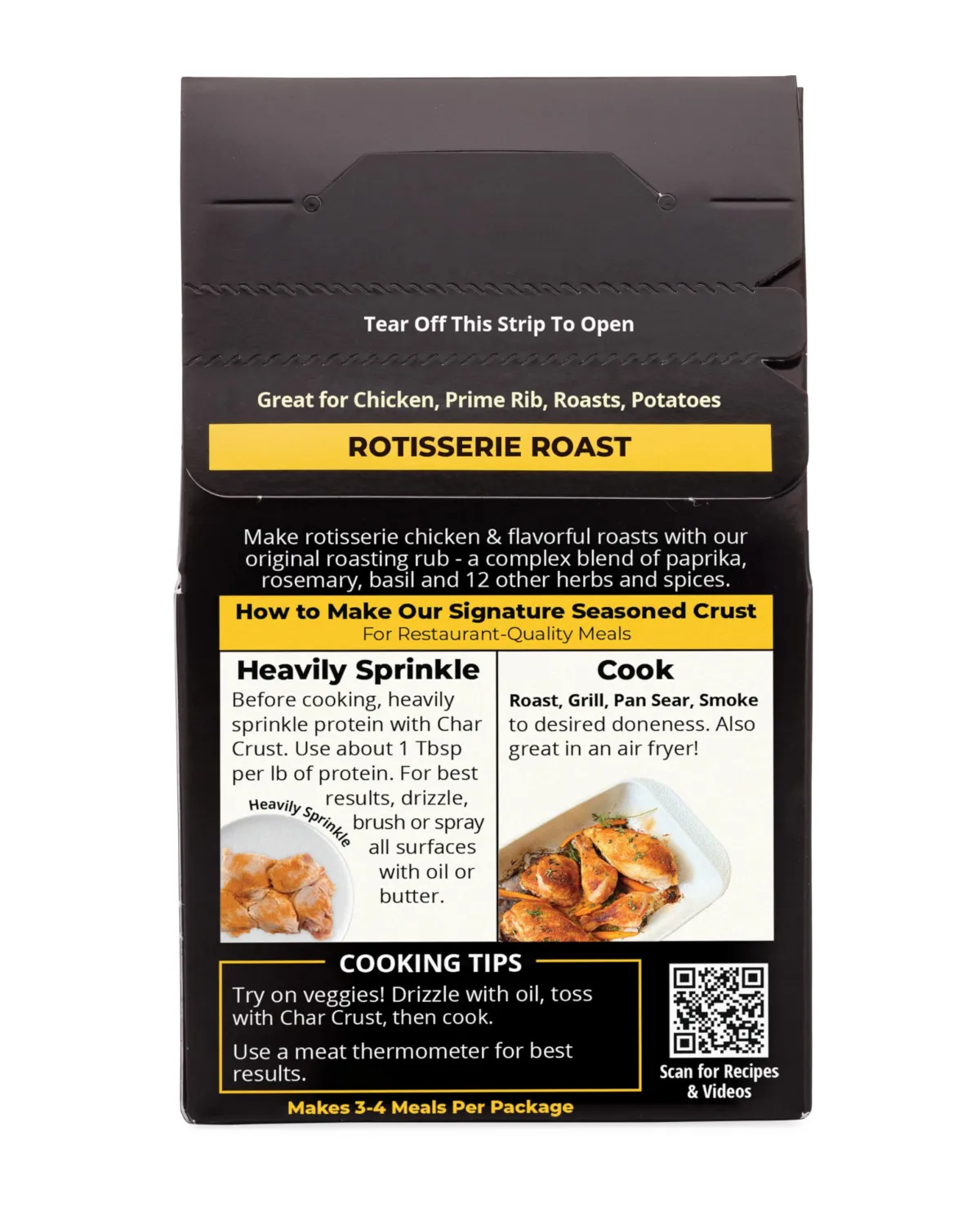 Char Crust Dry-Rub Seasoning, Rotisserie Roast, for Chicken, Prime Rib, Roasts and Potatoes, 4-Ounce (Pack of 1)