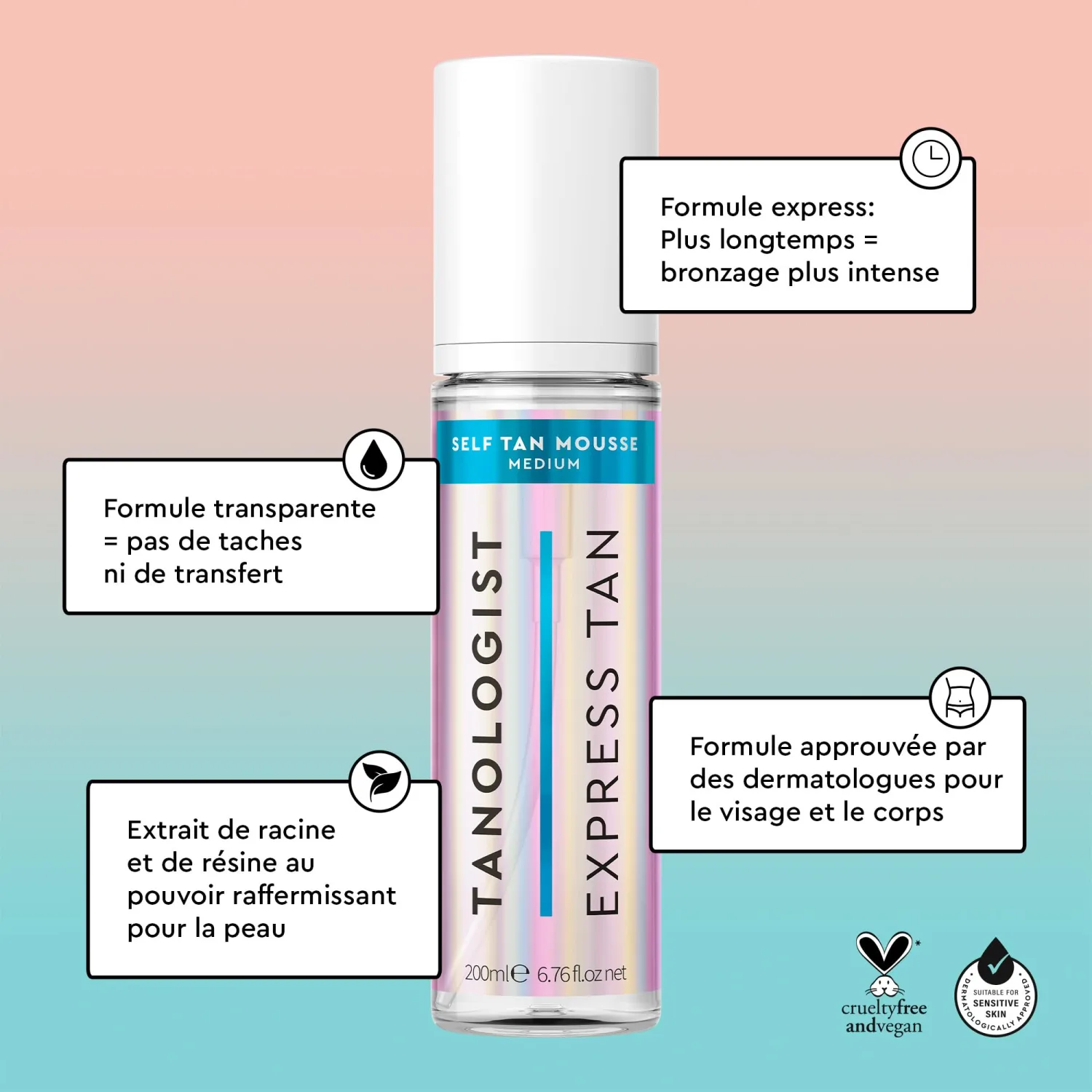 Tanologist Express Self Tan Mousse, Extra Dark - Hydrating Sunless Tanning Foam, Vegan and Cruelty Free - 6.76 Fl Oz