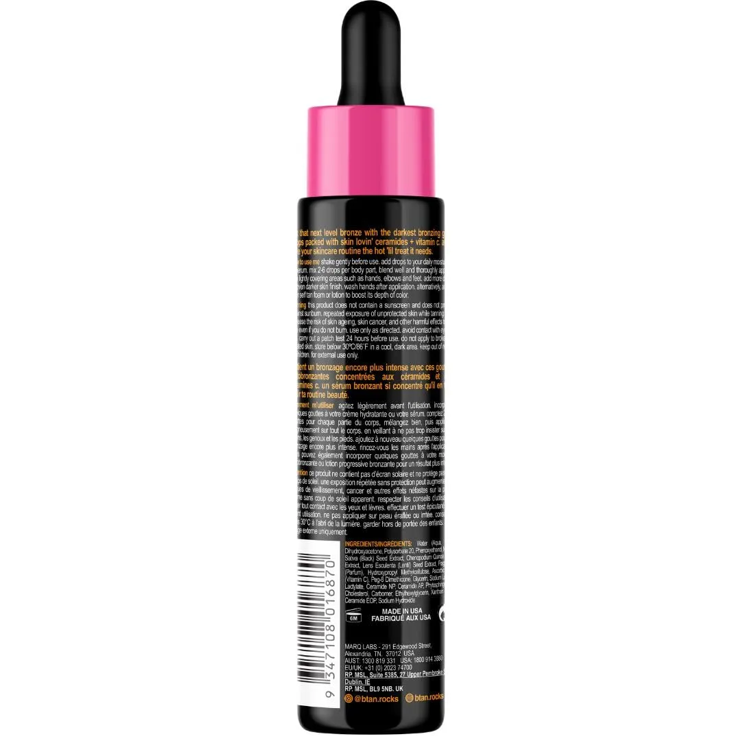 b.tan Dark Self Tanning Drops for Face & Body | That Next Level Bronze - Best Darkest Gradual Sunless Tanner Bronzing Glow Drops, Vegan, Cruelty Free, 1.0 Fl Oz