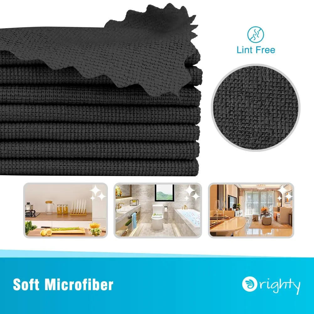 Orighty Cleaning Cloths 12x12 inch, Pack of 24, Highly Absorbent Microfiber Cleaning Supplies, Lint Free Cloths for Multiple-use, Powerful Cleaning Rags for House, Kitchen, Car Care (Black)