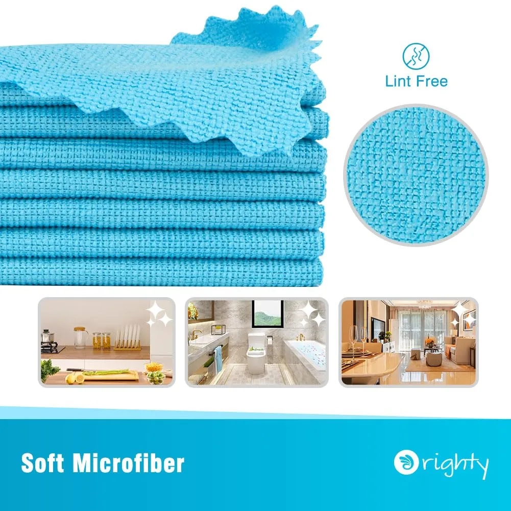 Orighty Cleaning Cloths 12x12 inch, Pack of 24, Highly Absorbent Microfiber Cleaning Supplies, Lint Free Cloths for Multiple-use, Powerful Cleaning Rags for House, Kitchen, Car Care (Blue)