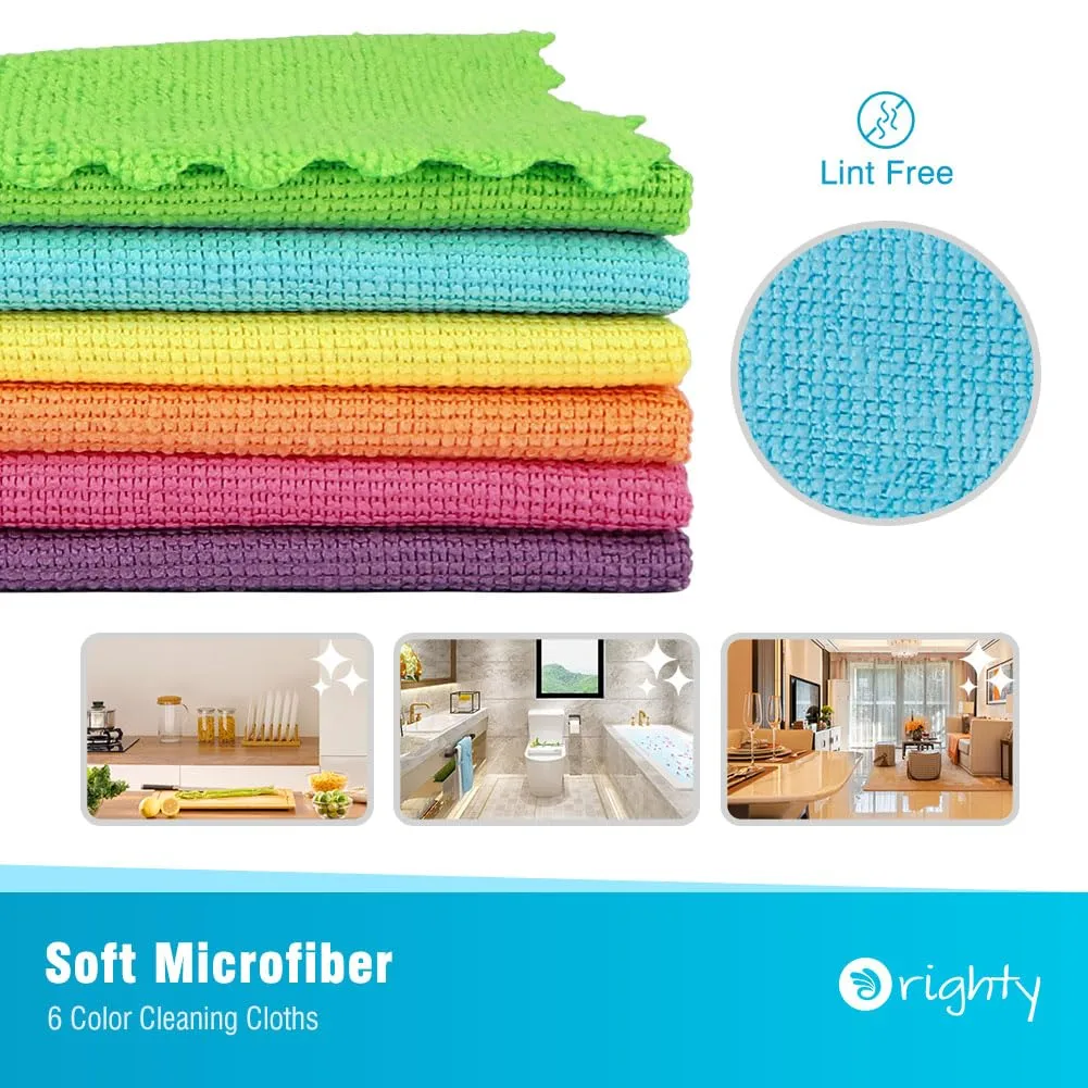 Orighty Microfiber Cleaning Cloth 24 Pack, Highly Absorbent Cleaning Supplies, Lint Free Cloths for Multiple-use, Powerful Clean Rags for House, Kitchen, Car Care (Multi-Color) 11.5 x11.5 inch