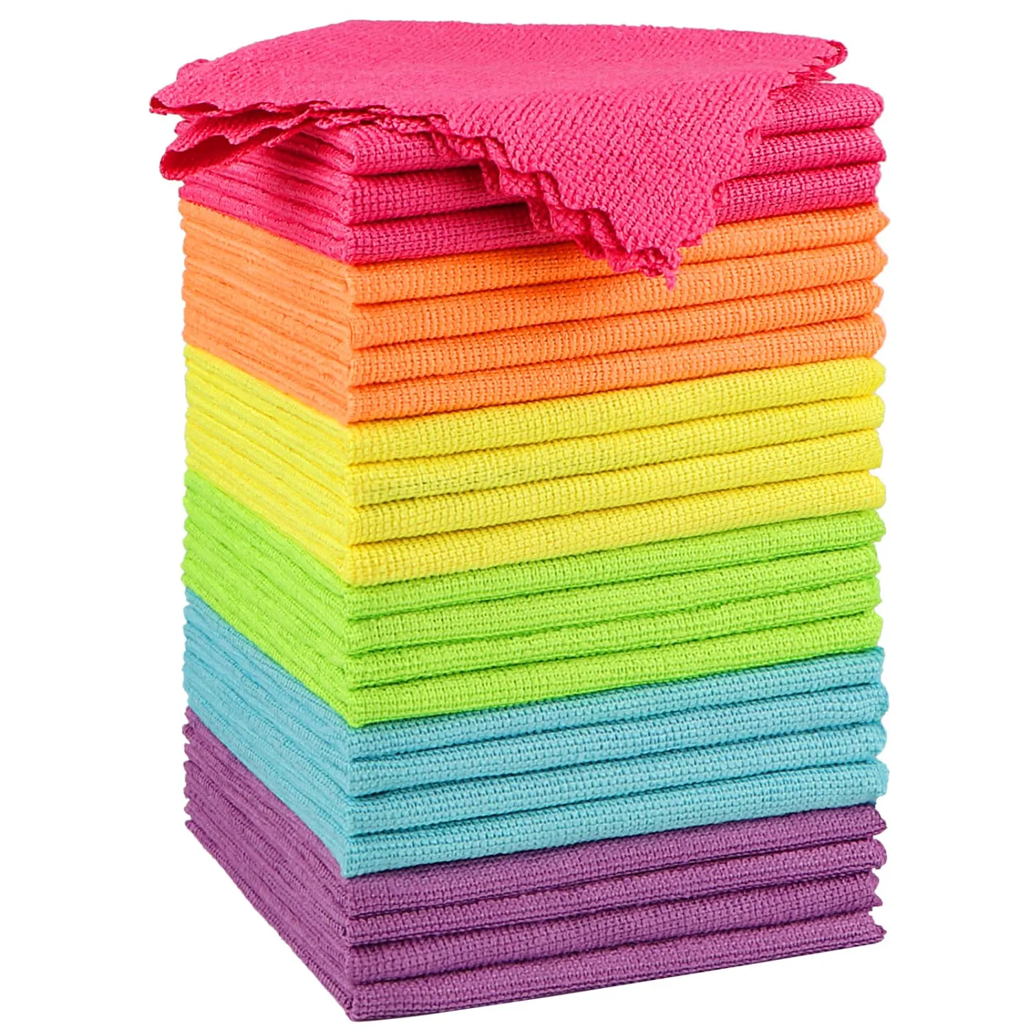 Orighty Microfiber Cleaning Cloth 24 Pack, Highly Absorbent Cleaning Supplies, Lint Free Cloths for Multiple-use, Powerful Clean Rags for House, Kitchen, Car Care (Multi-Color) 11.5 x11.5 inch
