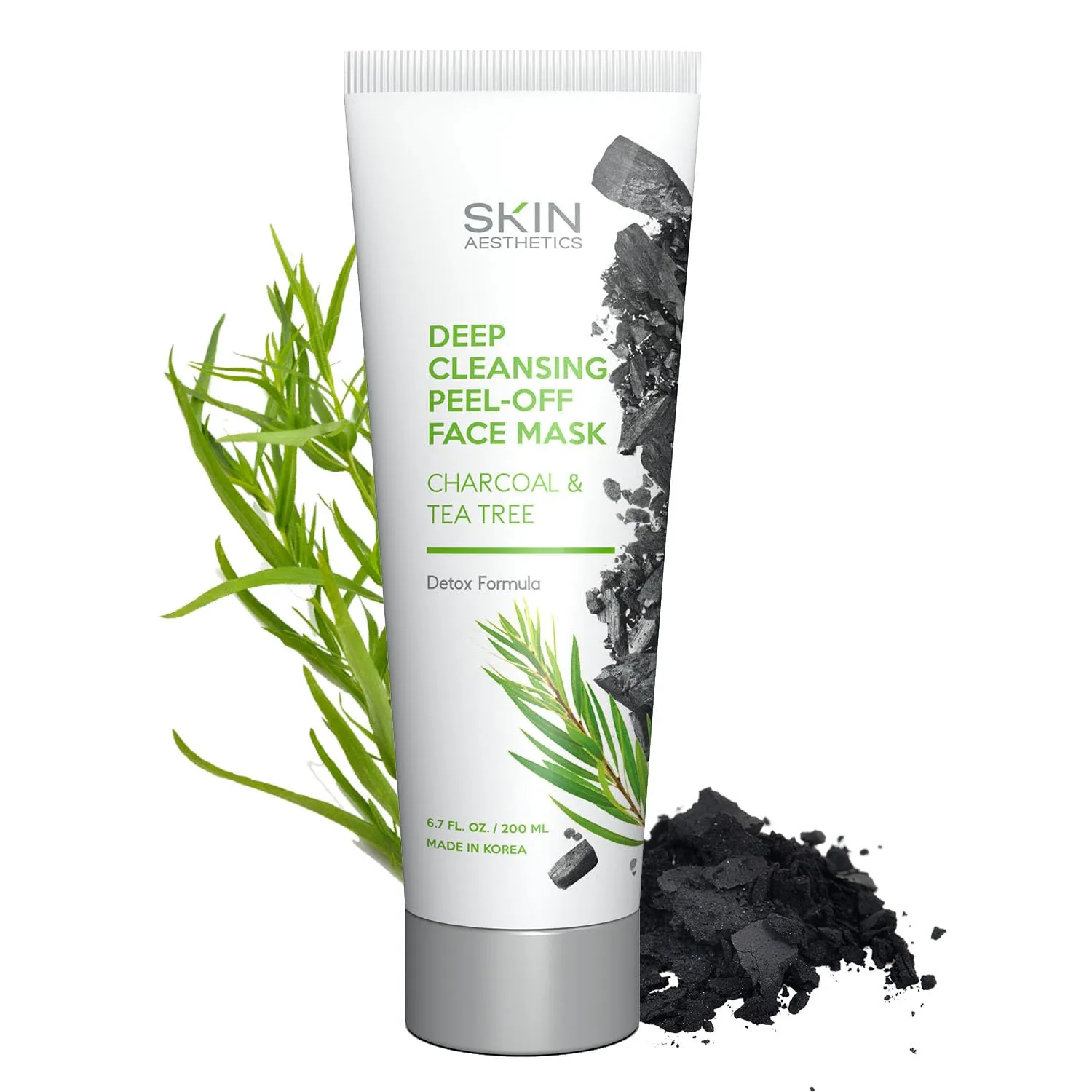 Charcoal & Tea Tree Peel-Off Face Mask - Blackhead Remover, Acne Treatment, Unclogs Pores, Deep Cleansing - Dermatologist Tested Korean Skincare, Clean Beauty, Cruelty-Free - 6.7 Fl oz