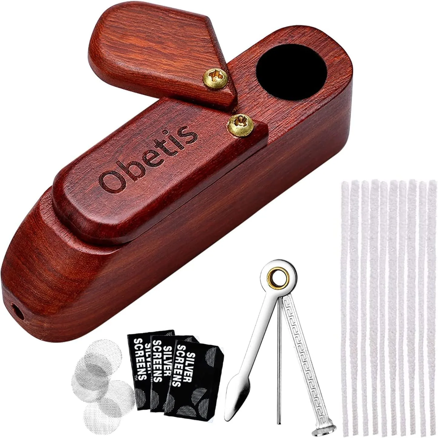 Handmade Tobacco Pipe Set - Rosewood Tobacco Pipe, Classic Retro Pipe, Starter Pipe Kit with Accessories and Gift Box