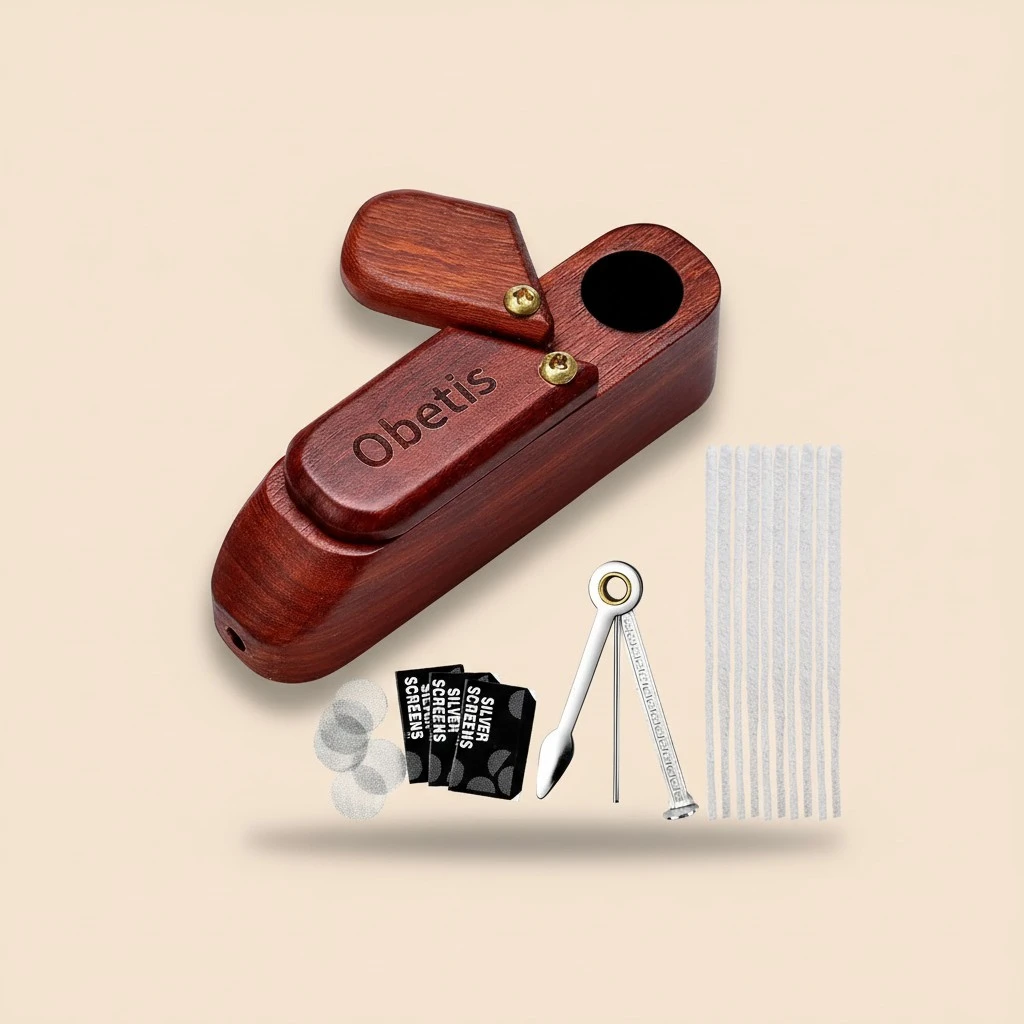 Handmade Tobacco Pipe Set - Rosewood Tobacco Pipe, Classic Retro Pipe, Starter Pipe Kit with Accessories and Gift Box