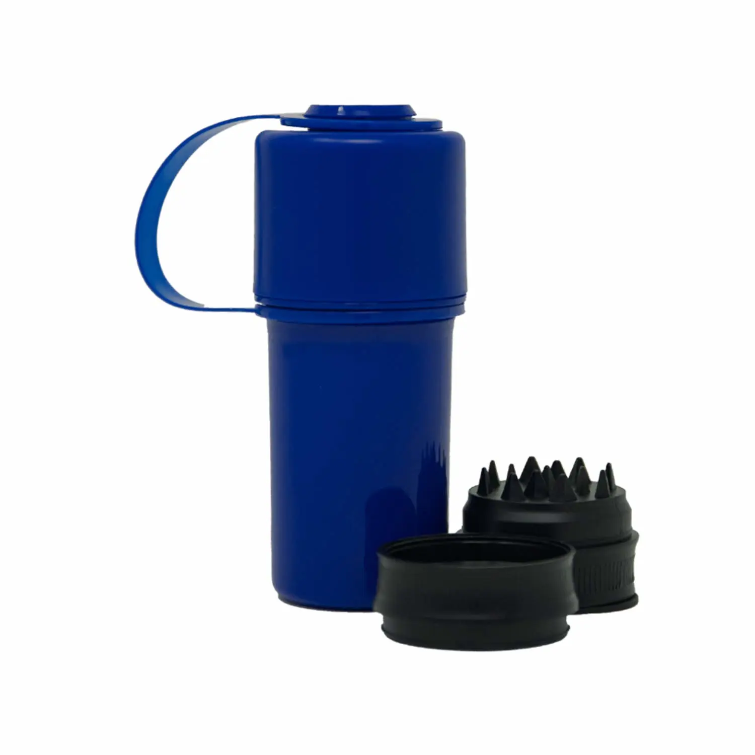 Keeper 3-in-1 Herb Grinder with Dual Storage Compartments, Smell-Proof and Water-Resistant Design, Built-In Removable Grinder, Portable & Flexible Tether for On-the-Go Use - (Blue)