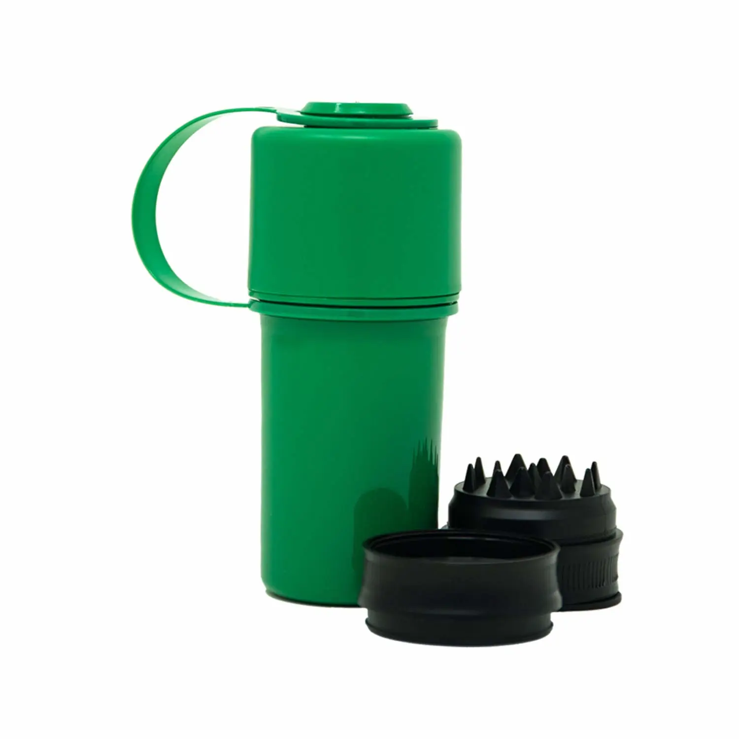 Keeper 3-in-1 Herb Grinder with Dual Storage Compartments, Smell-Proof and Water-Resistant Design, Built-In Removable Grinder, Portable & Flexible Tether for On-the-Go Use - (Green)