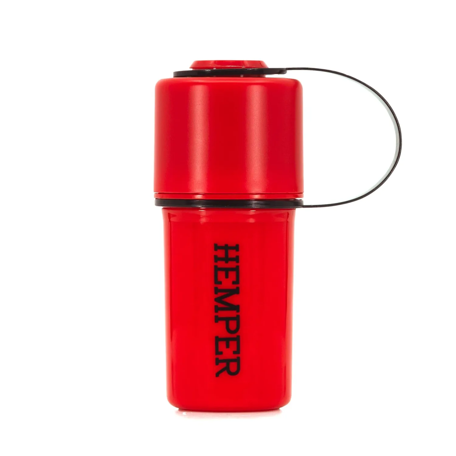 Keeper 3-in-1 Herb Grinder with Dual Storage Compartments, Smell-Proof and Water-Resistant Design, Built-In Removable Grinder, Portable & Flexible Tether for On-the-Go Use - (Red & Black)