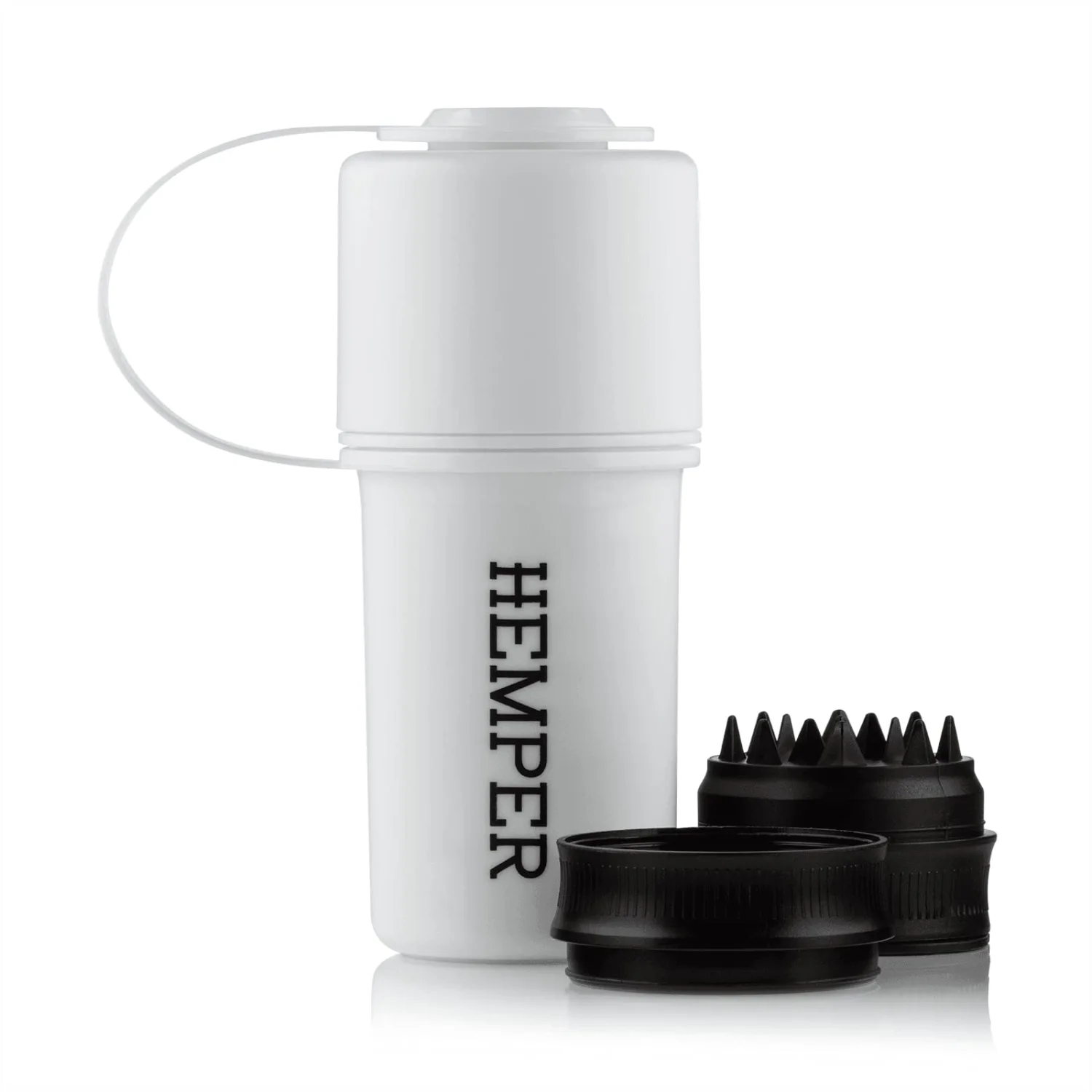 Keeper 3-in-1 Herb Grinder with Dual Storage Compartments, Smell-Proof and Water-Resistant Design, Built-In Removable Grinder, Portable & Flexible Tether for On-the-Go Use - (White)
